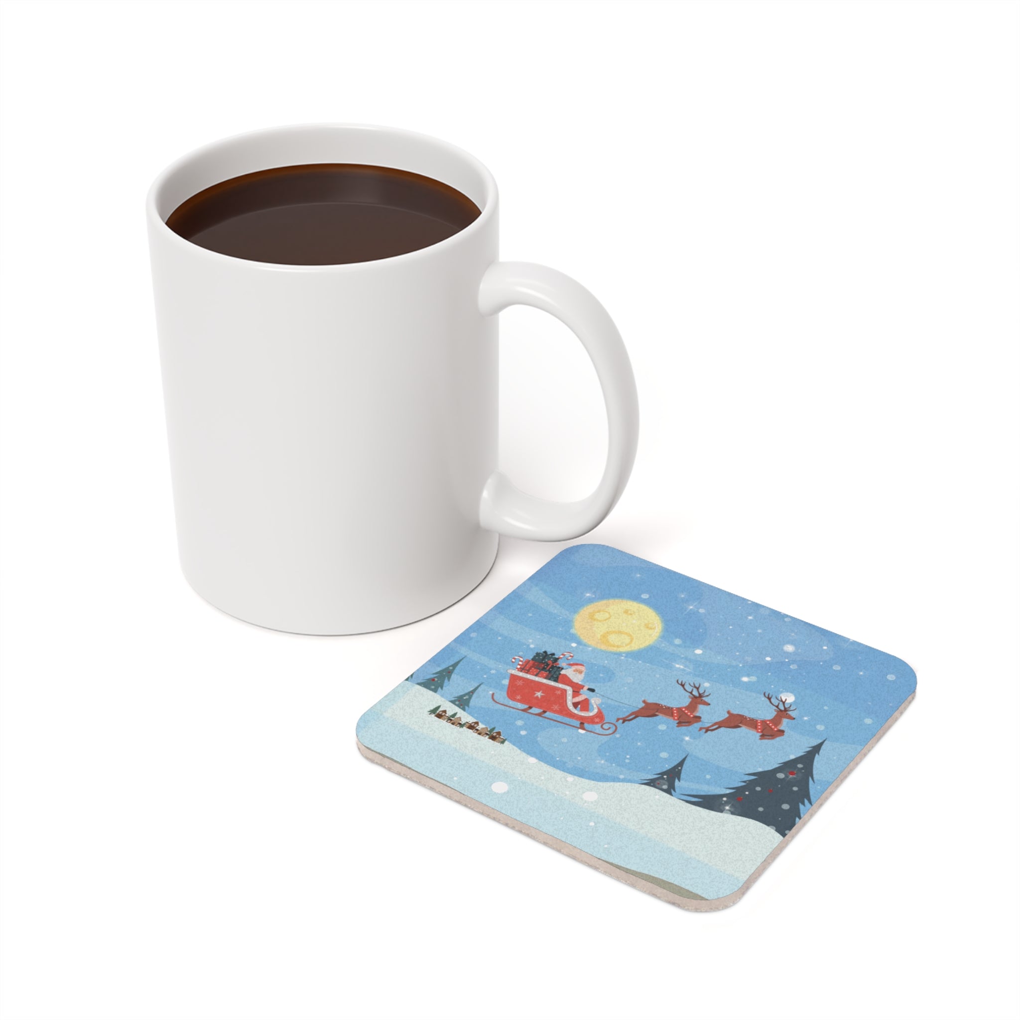 Coaster Set Santa Sleigh Ride Christmas