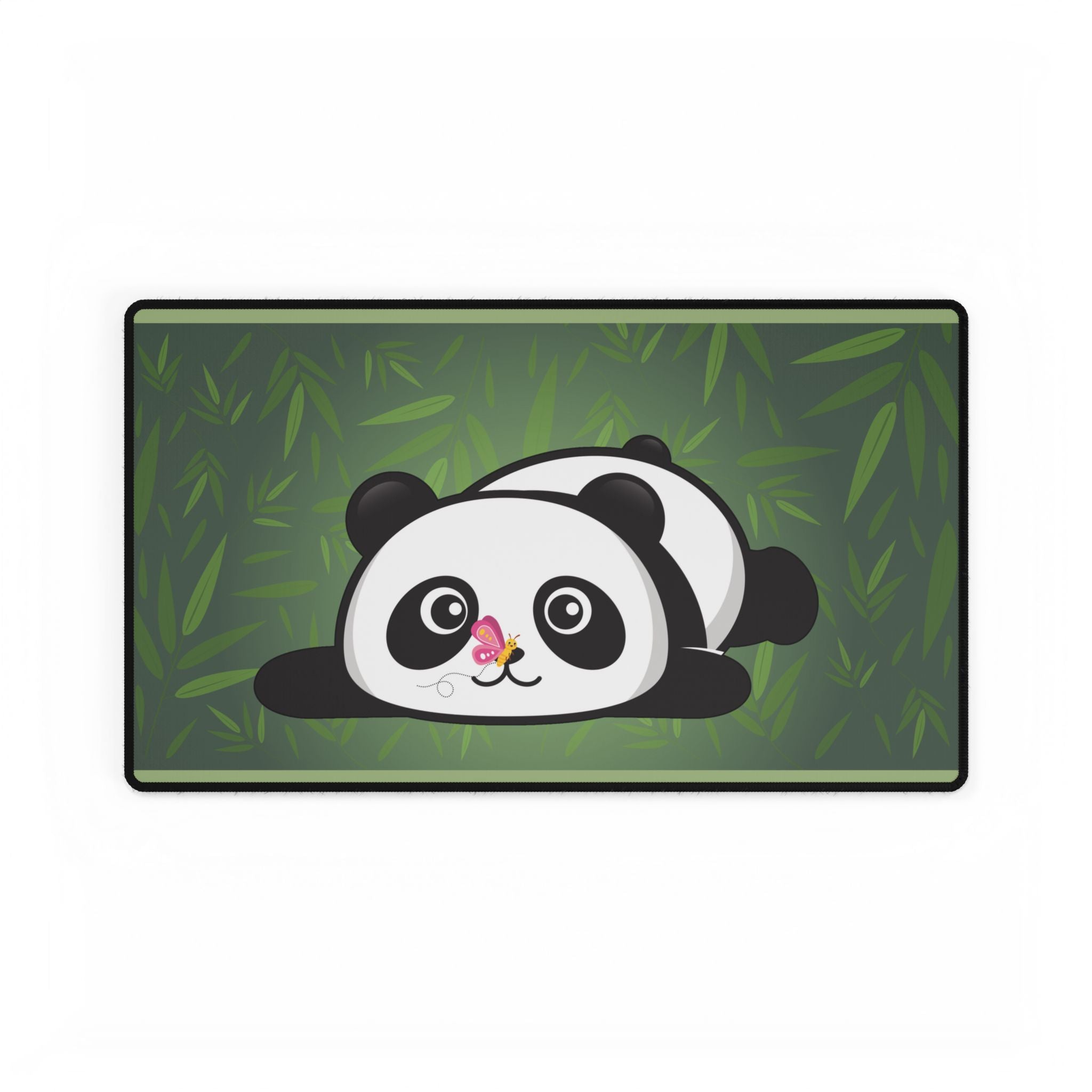 Desk Mat - Cute Panda Bamboo Forest with Butterfly Design | Kawaii Animal Gift