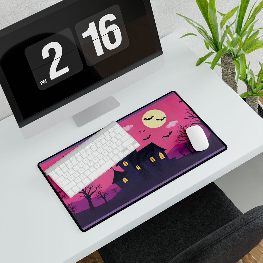 Desk Mat - Pink Haunted House Design