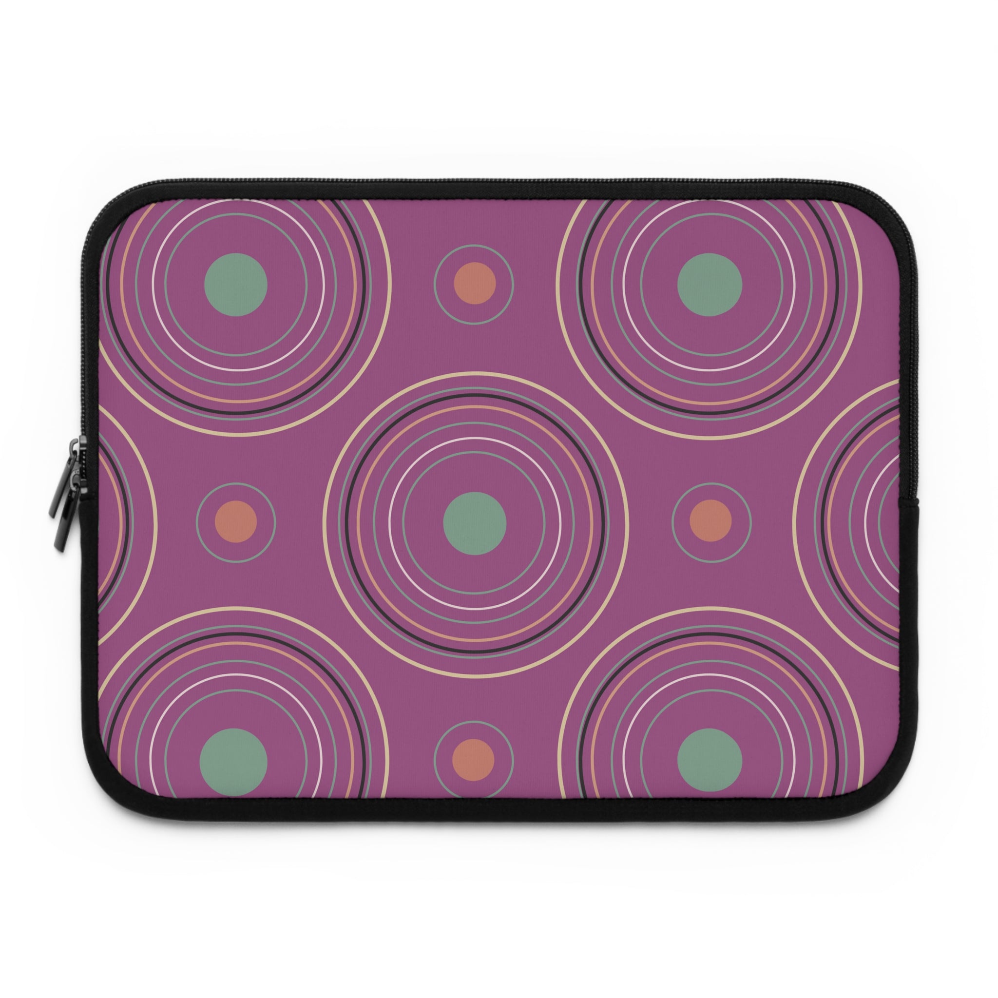 Midnight Whiskers Laptop Sleeve - Retro Mauve & Mint Tones, Protective Computer Case, Stylish Electronics Cover, Trendy Tech Gear, Unique