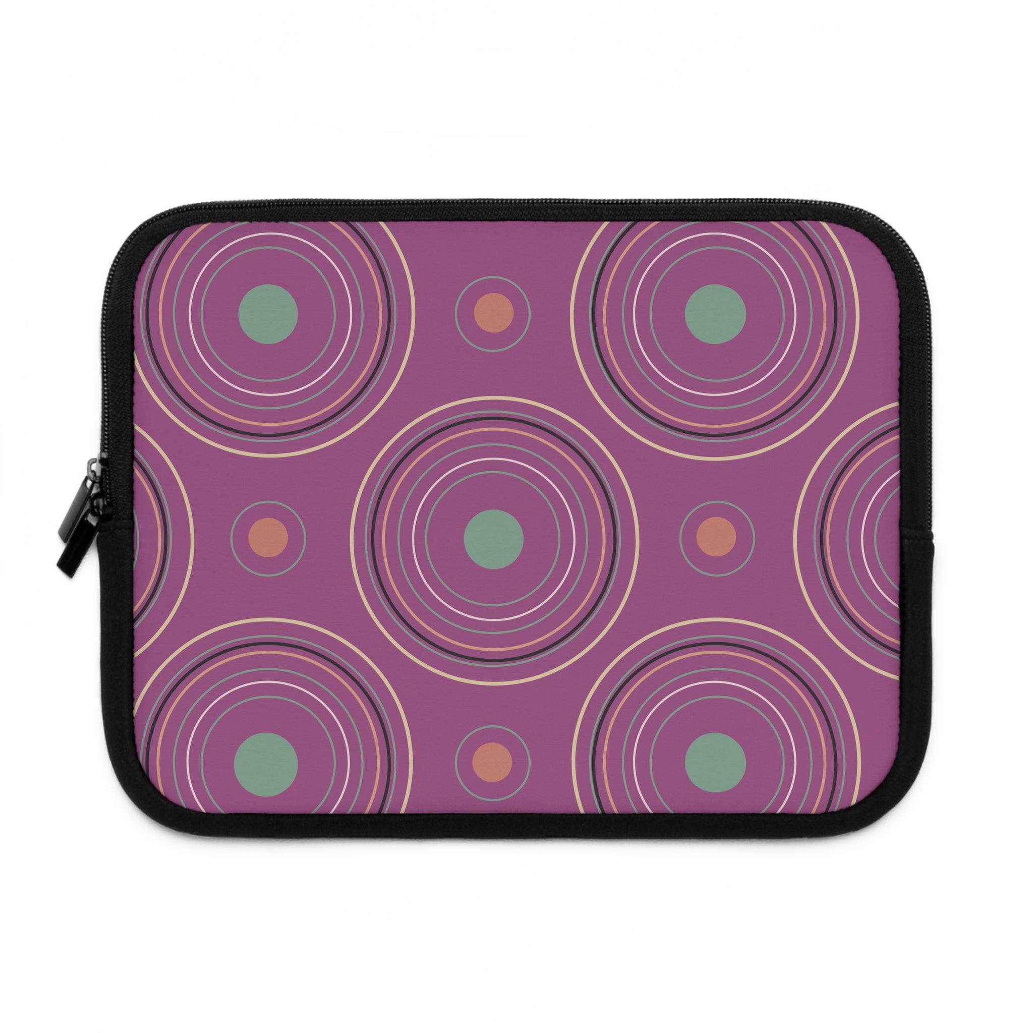 Midnight Whiskers Laptop Sleeve - Retro Mauve & Mint Tones, Protective Computer Case, Stylish Electronics Cover, Trendy Tech Gear, Unique