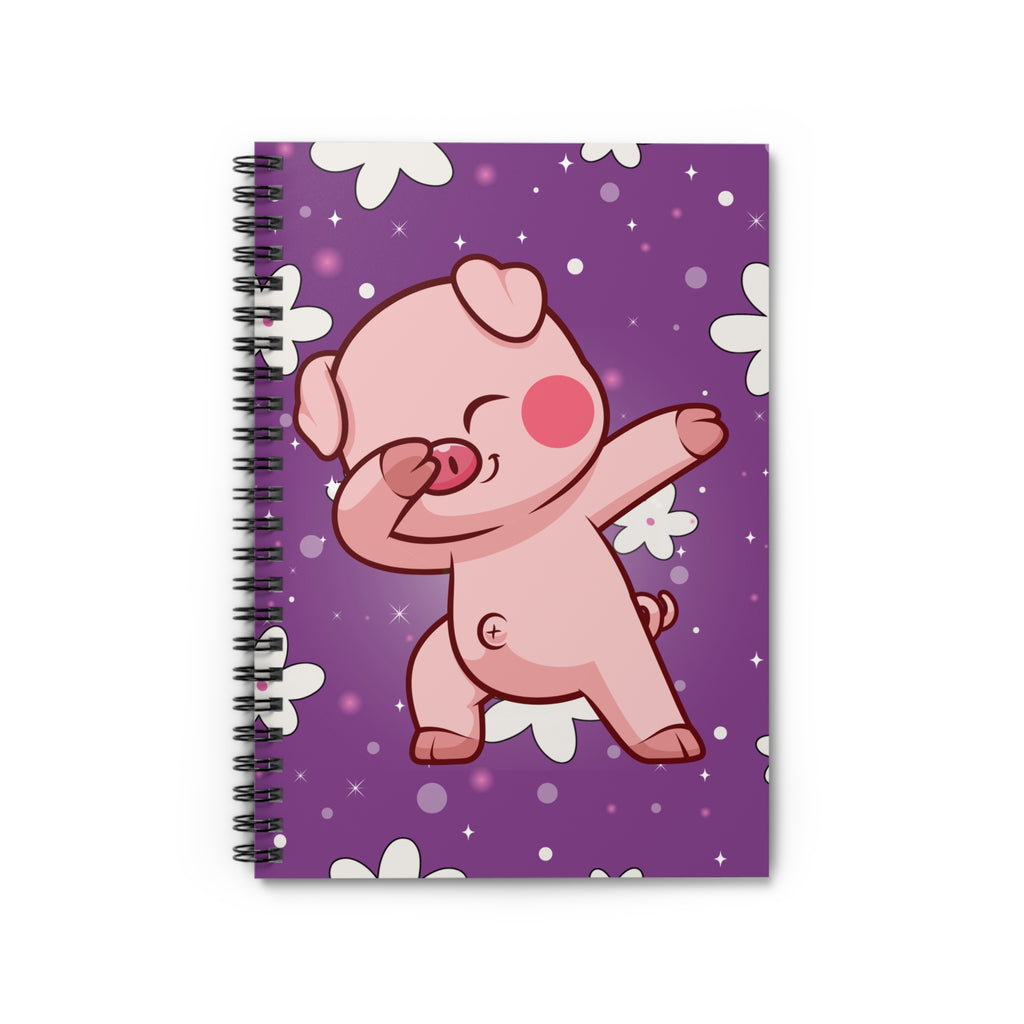Spiral Notebook, Dabbing Piggy Journal, Cute Pig Theme Diary, Animal Lover Stationery, Funny Farm Animal Notepad, Ruled Line Notebook
