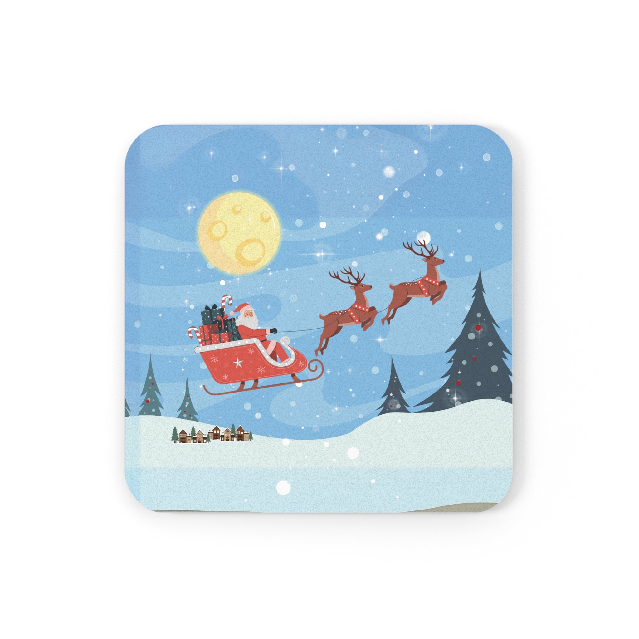 Coaster Set Santa Sleigh Ride Christmas