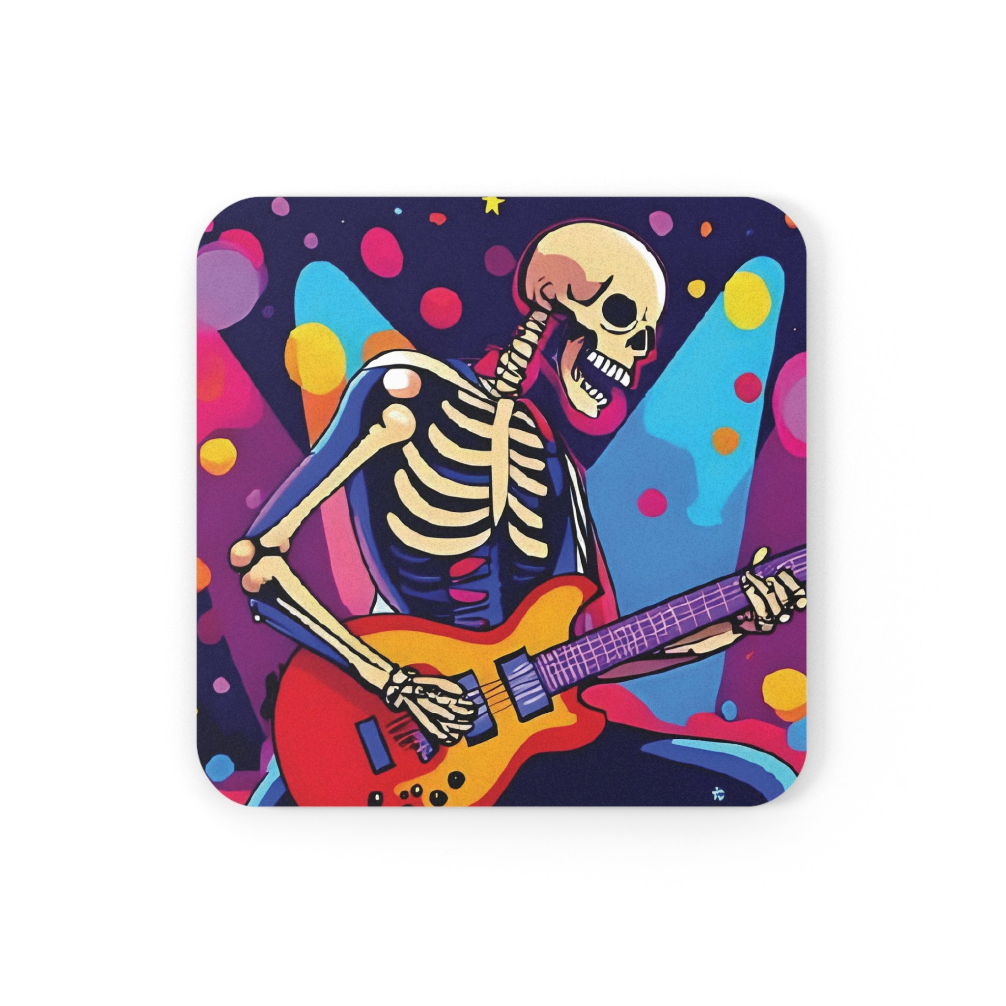 Coaster Set - Colorful Skeleton Rock Star Design