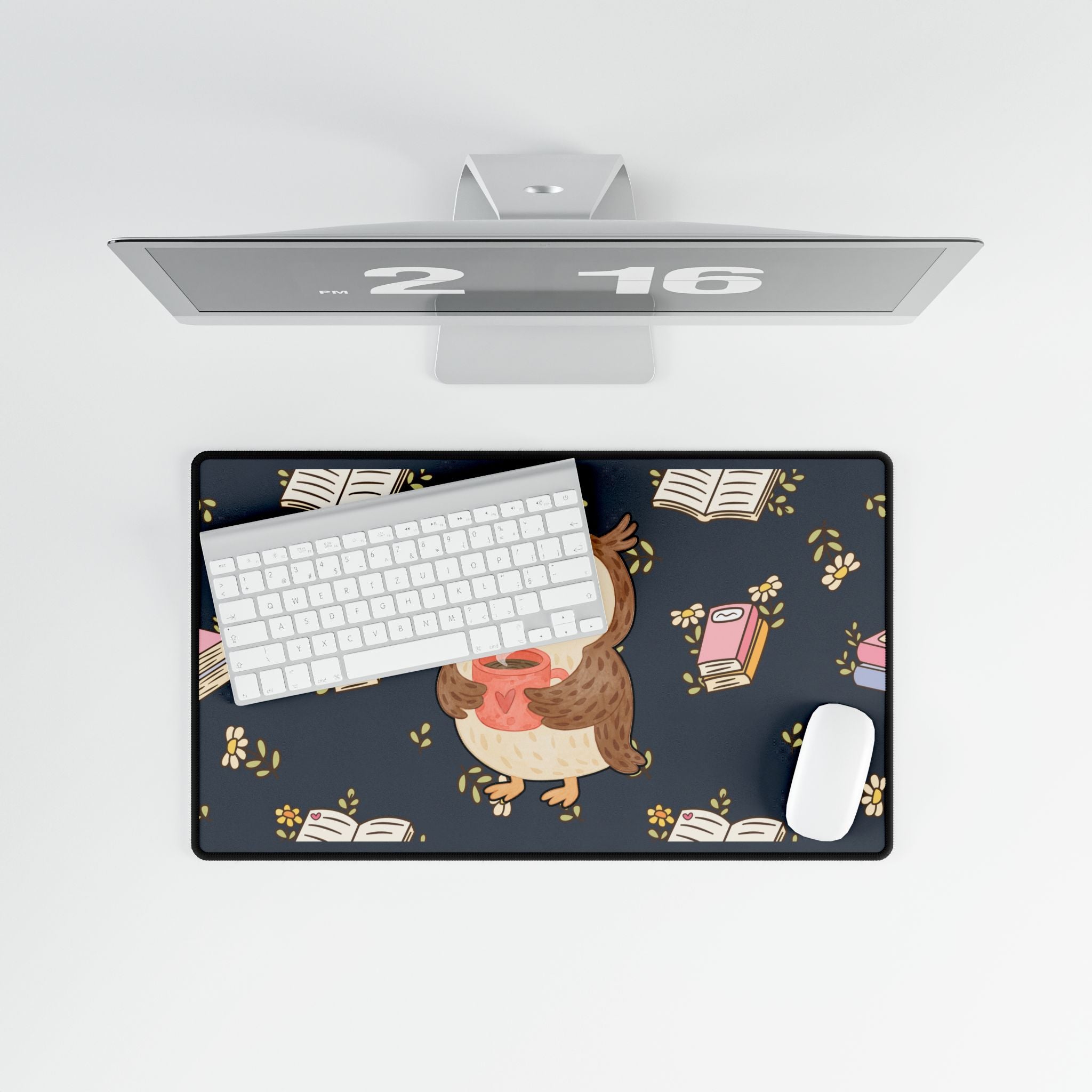Desk Mat - Owl’s🦉 Coffee & Books Cozy Desk Pad