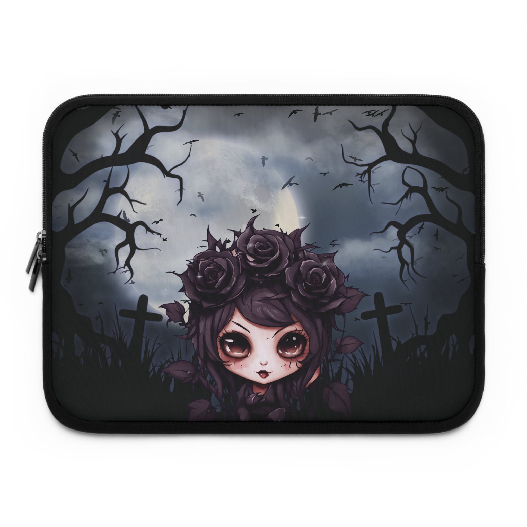 Gothic Laptop Sleeve, Dark Floral Computer Case
