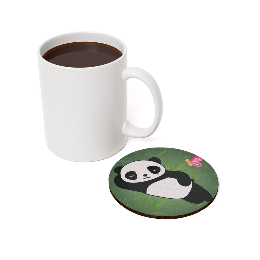 Coaster Set - Cute Panda Bamboo Forest with Butterfly Design