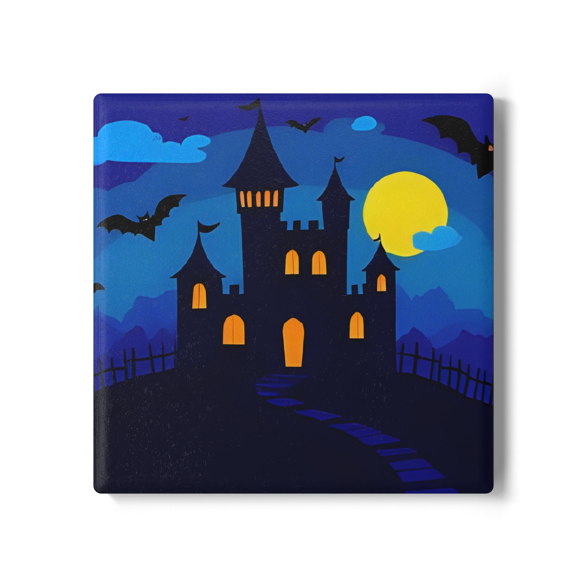 Ceramic Coaster - Spooky Haunted Castle Halloween Night