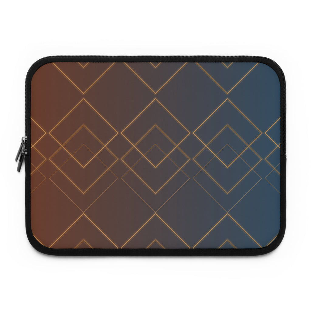Elegant Geometric Laptop Sleeve, Brown Blue Ombre Case, Protective Cover, Tech Accessory Gift, Minimalist Work Accessory