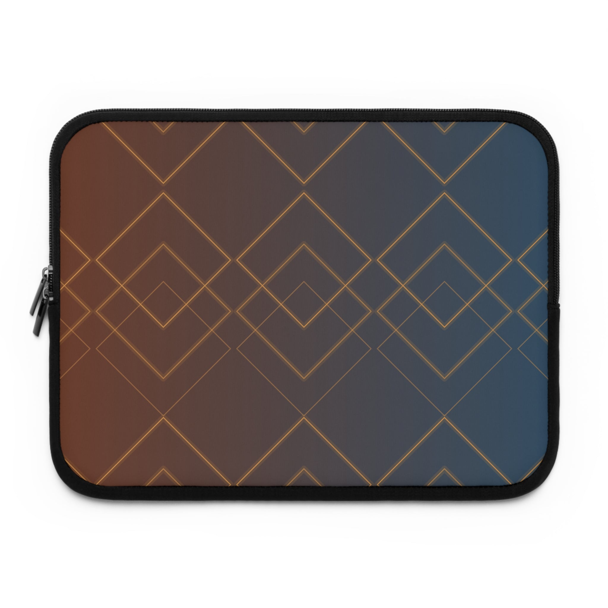 Elegant Geometric Laptop Sleeve, Brown Blue Ombre Case, Protective Cover, Tech Accessory Gift, Minimalist Work Accessory