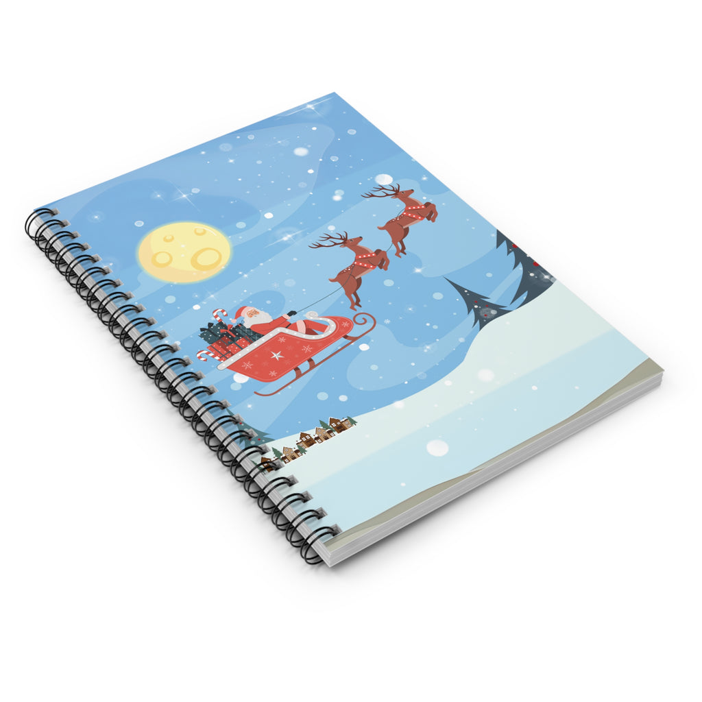 Spiral Notebook Santa Sleigh Ride Christmas - Ruled Line