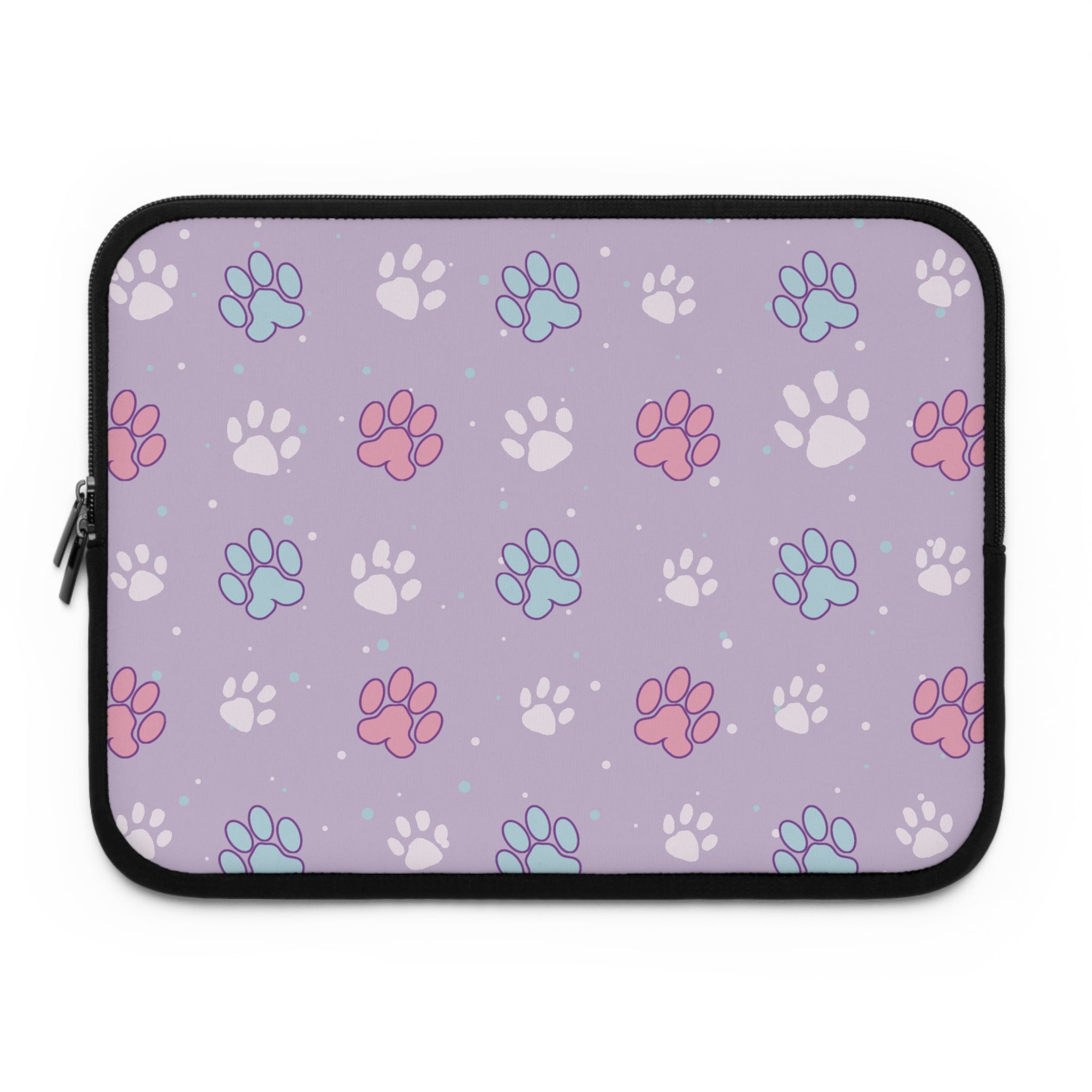 Pastel Paws Laptop Sleeve, Cute Animal Lover Tech Accessories, Soft Pet Prints Computer Case, Gift for Cat and Dog Owners, Protective Cover