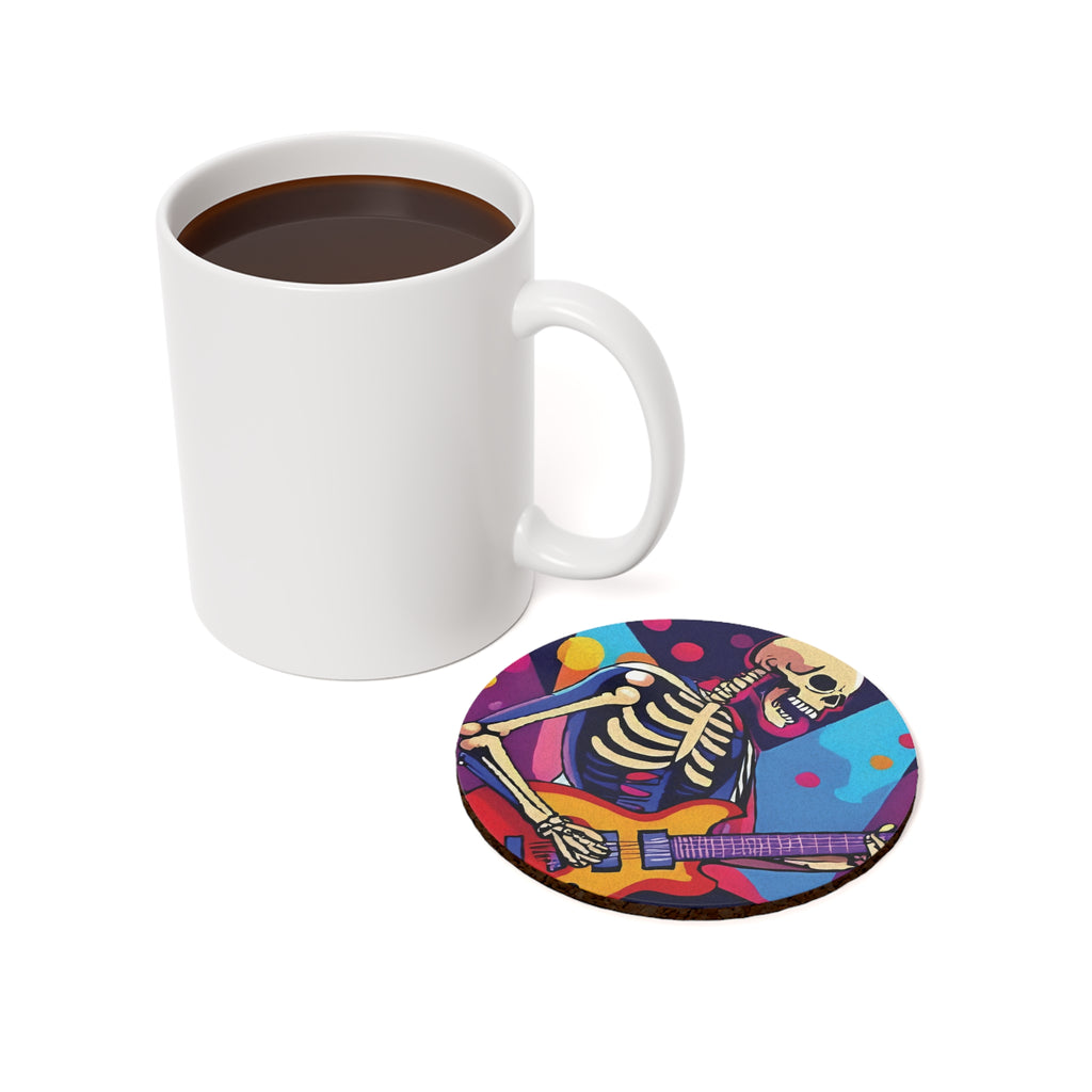 Coaster Set - Colorful Skeleton Rock Star Design