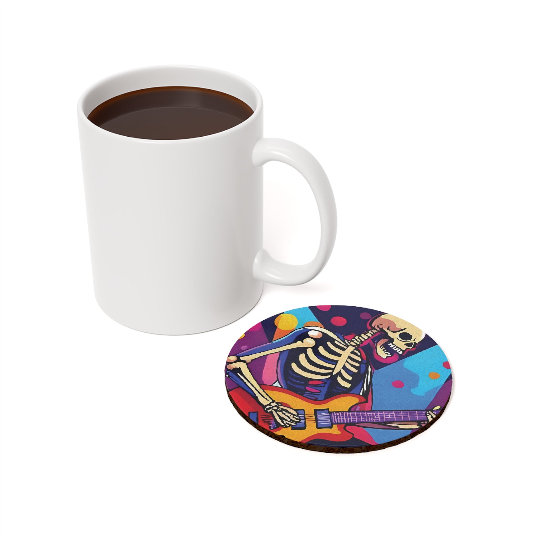 Coaster Set - Colorful Skeleton Rock Star Design