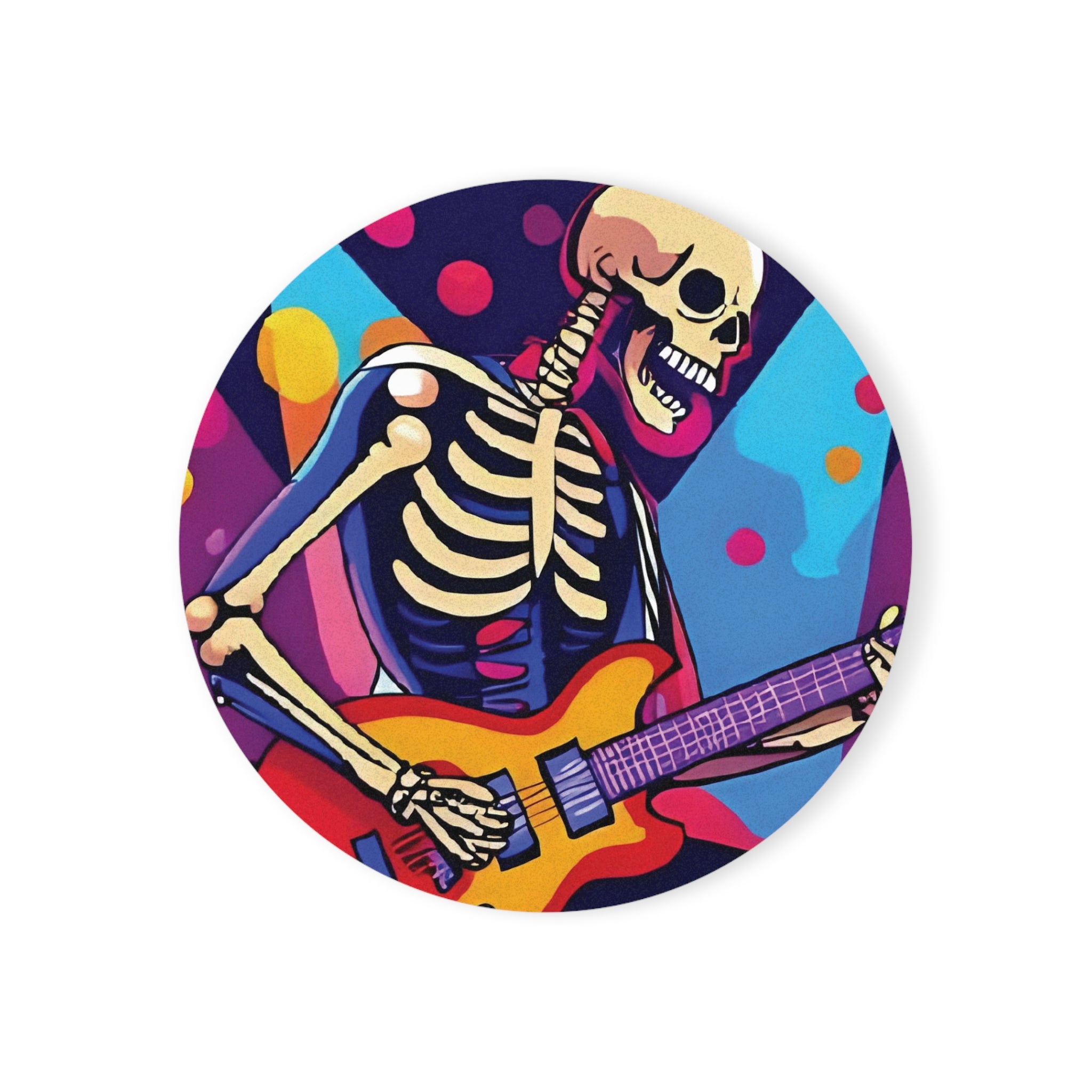 Coaster Set - Colorful Skeleton Rock Star Design