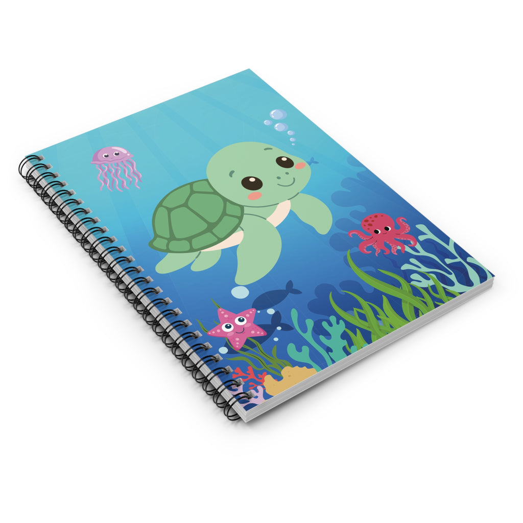 Spiral Notebook - Cute Sea Turtle & Ocean Friends