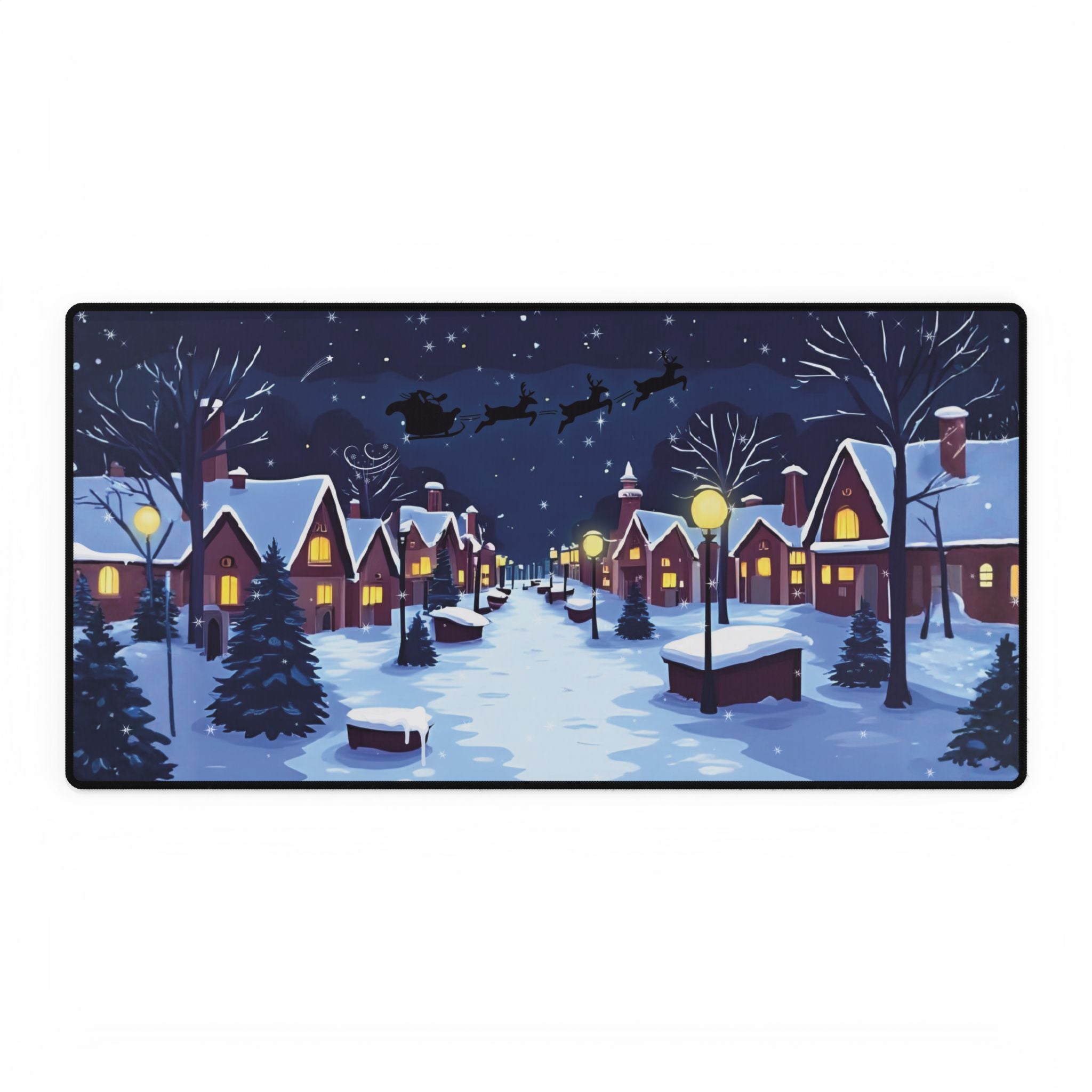 Desk Mat - Magical Christmas Village Santa Sleigh Design