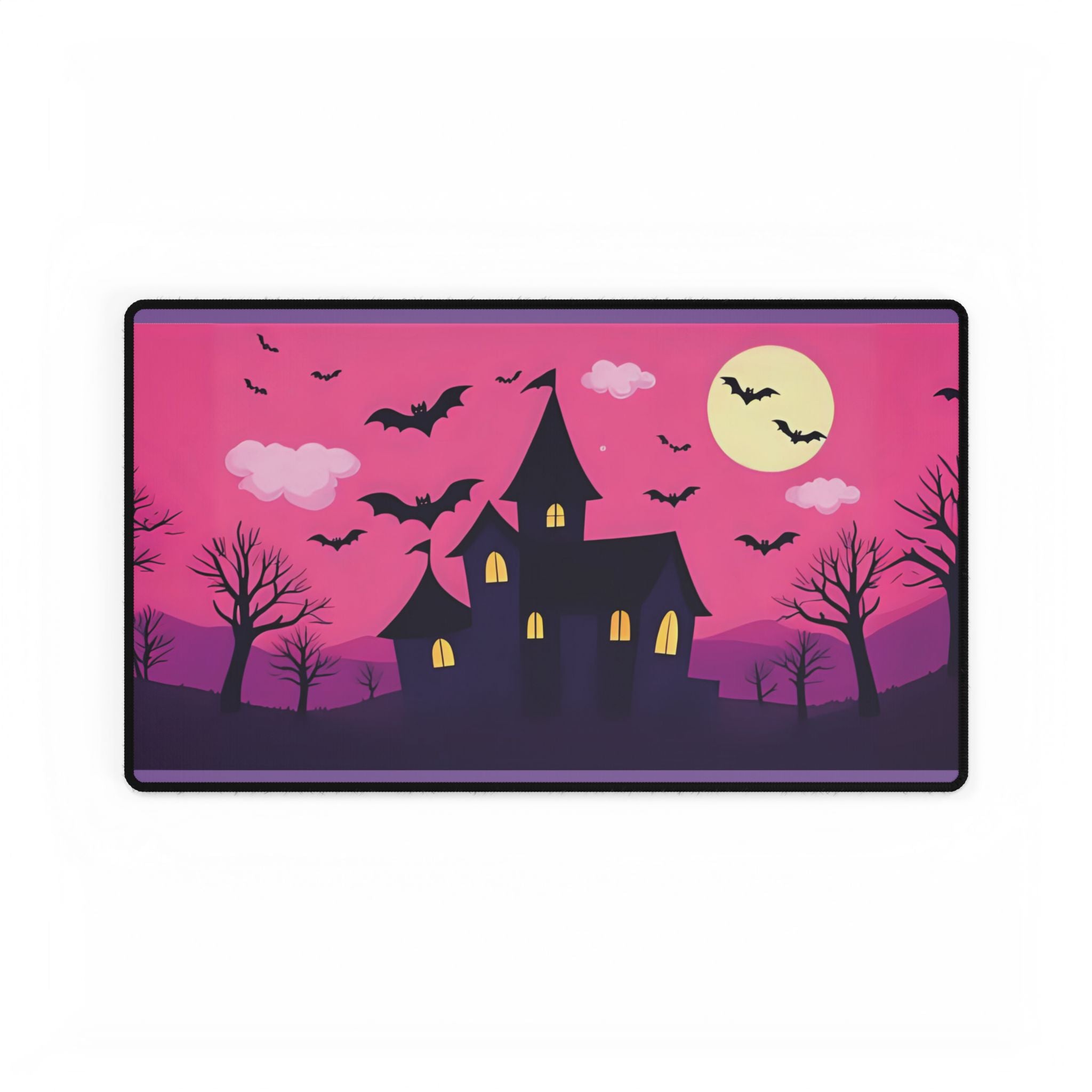 Desk Mat - Pink Haunted House Design