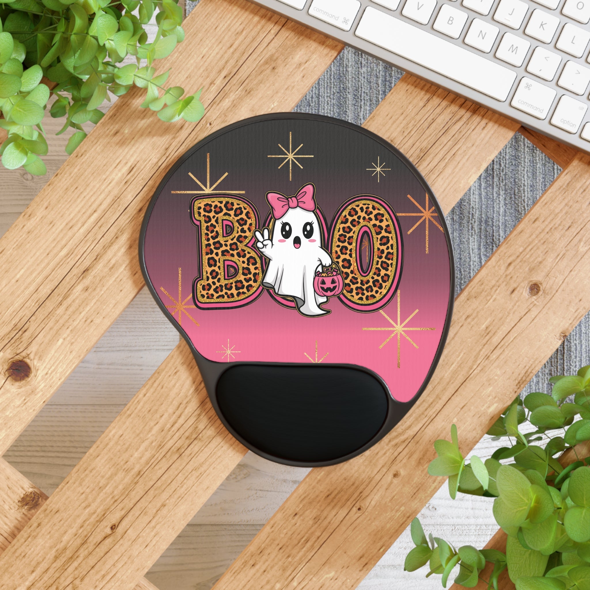 Mouse Pad, Cute Pink Fabulous Ghost Boo Design