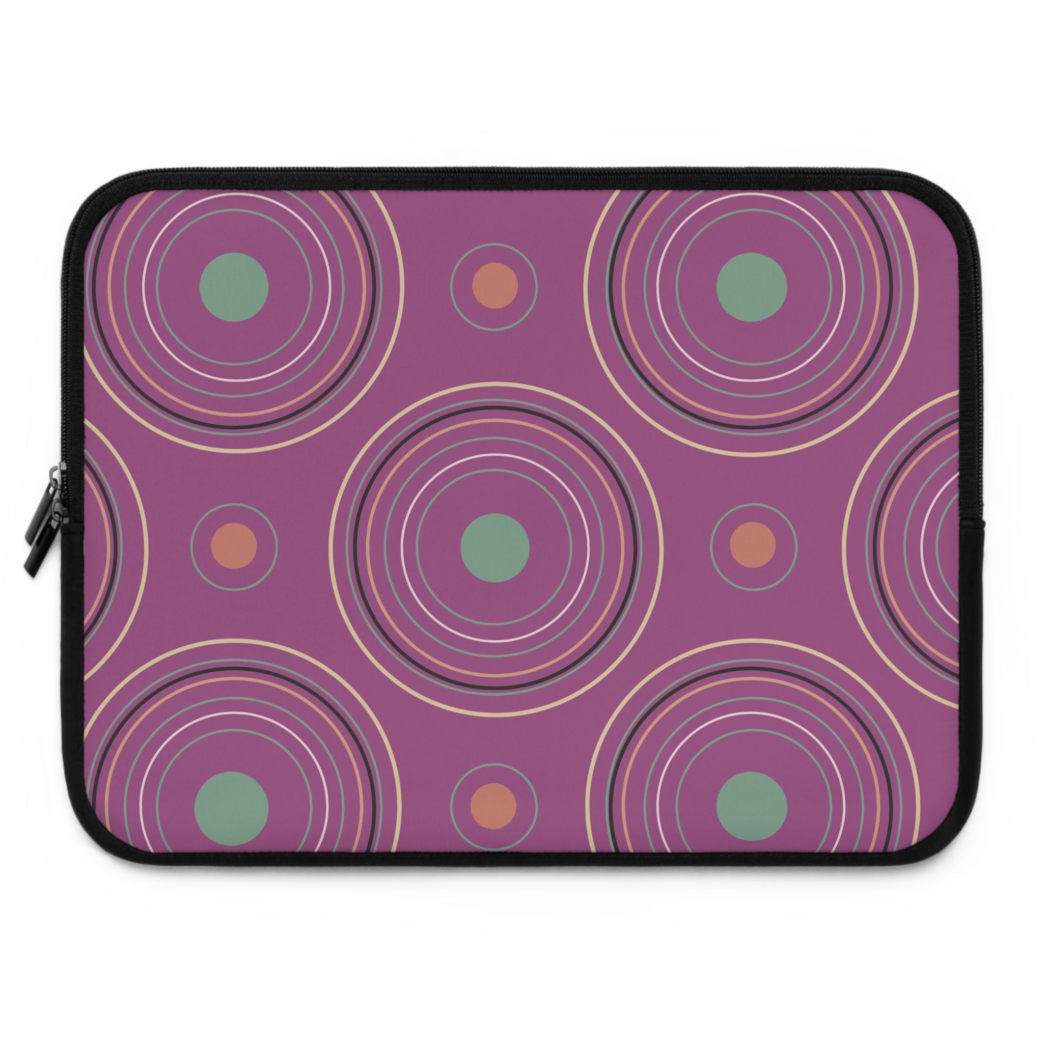 Midnight Whiskers Laptop Sleeve - Retro Mauve & Mint Tones, Protective Computer Case, Stylish Electronics Cover, Trendy Tech Gear, Unique