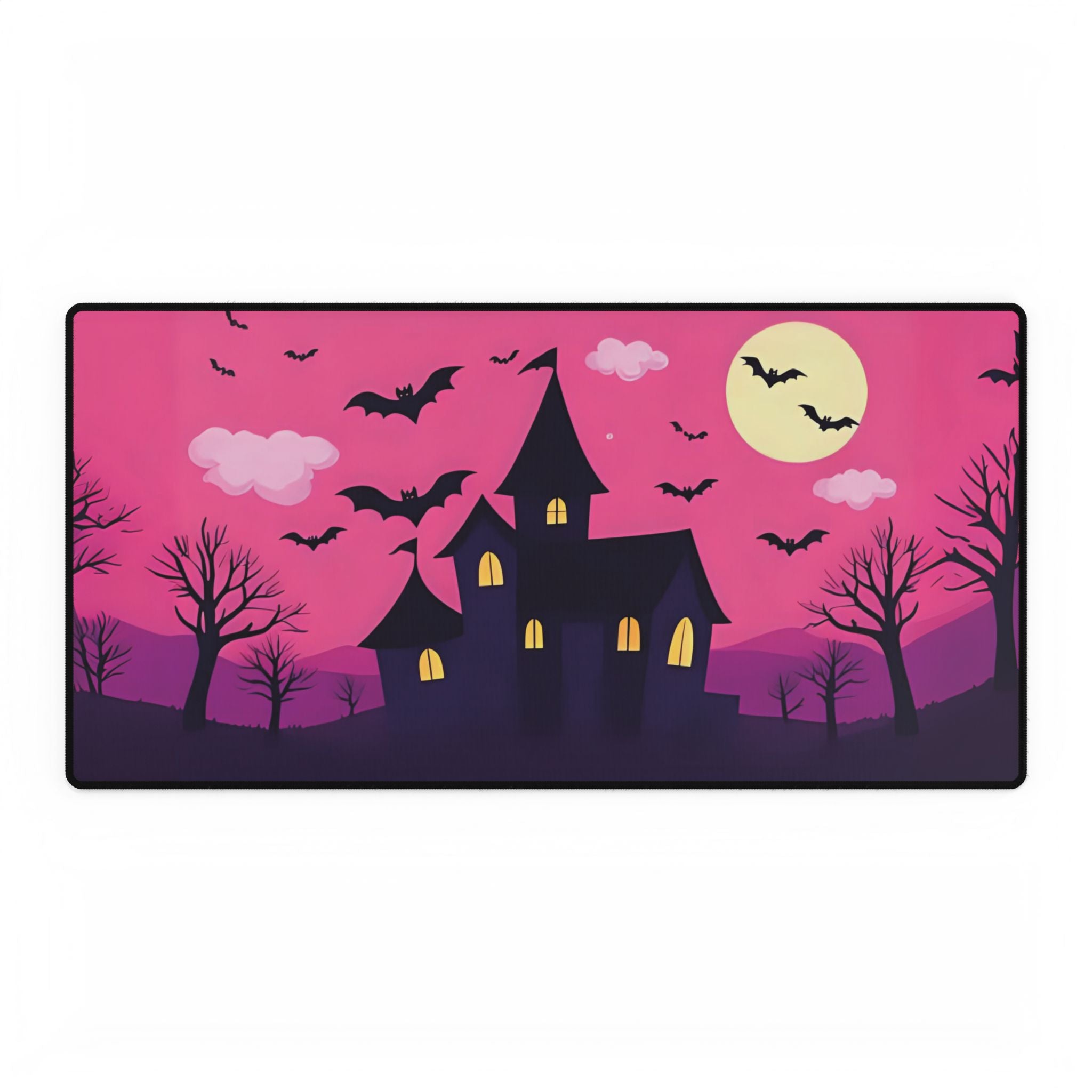 Desk Mat - Pink Haunted House Design