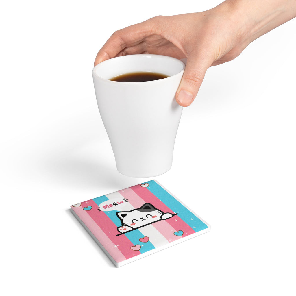 Ceramic Coaster - Cute Kitty Design