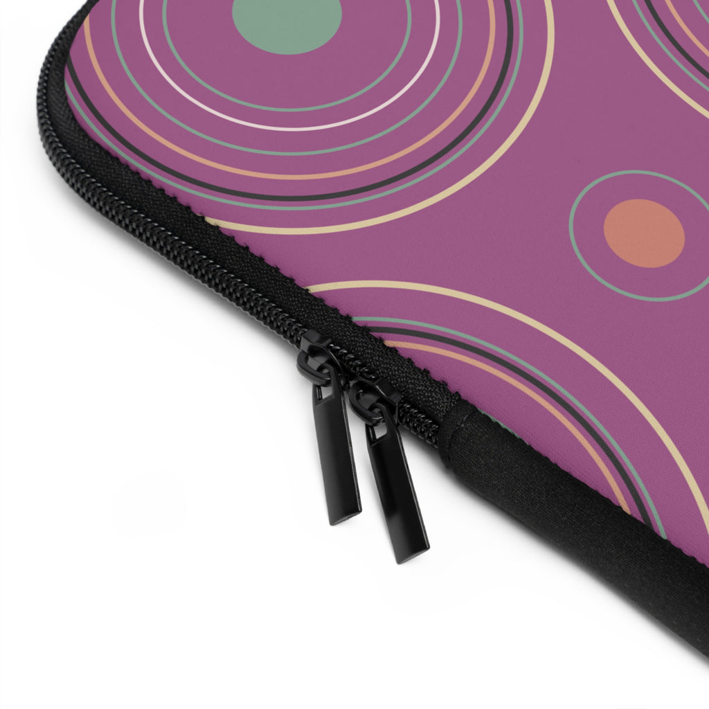 Midnight Whiskers Laptop Sleeve - Retro Mauve & Mint Tones, Protective Computer Case, Stylish Electronics Cover, Trendy Tech Gear, Unique