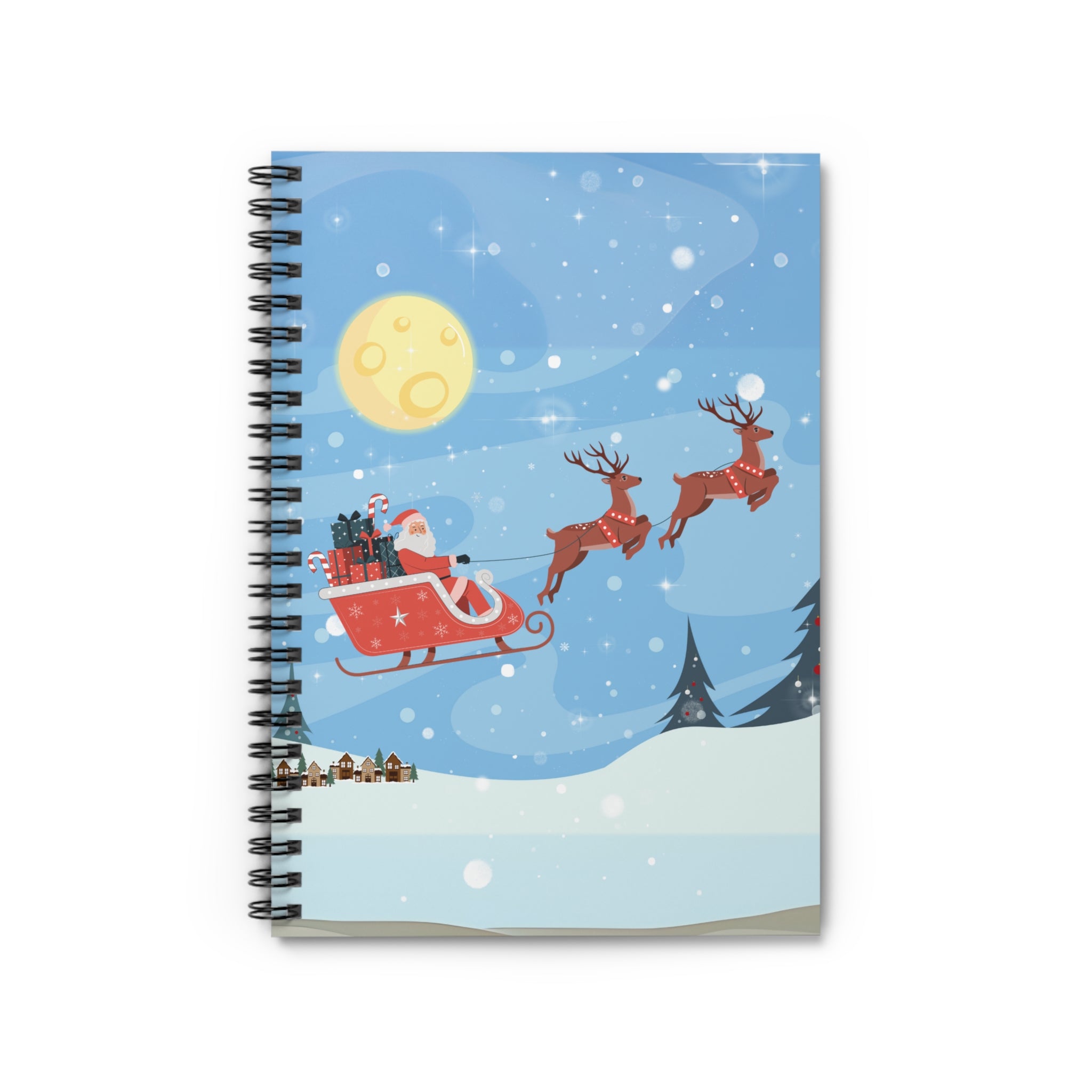 Spiral Notebook Santa Sleigh Ride Christmas - Ruled Line