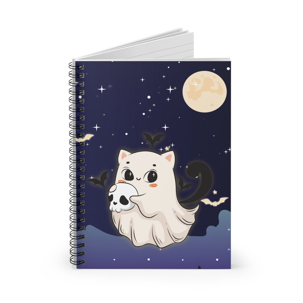 Spiral Notebook - Moonlit Cat Dreams, Ruled Line Journal