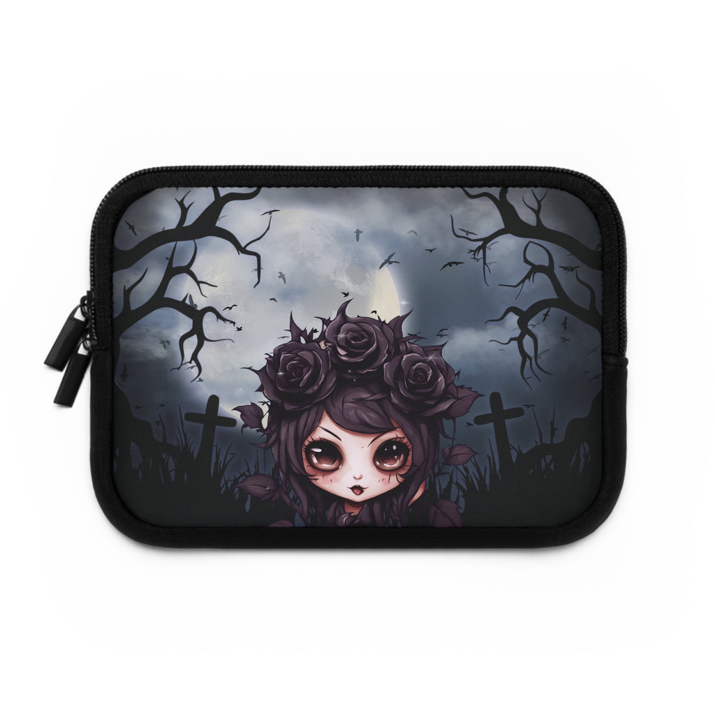 Gothic Laptop Sleeve, Dark Floral Computer Case