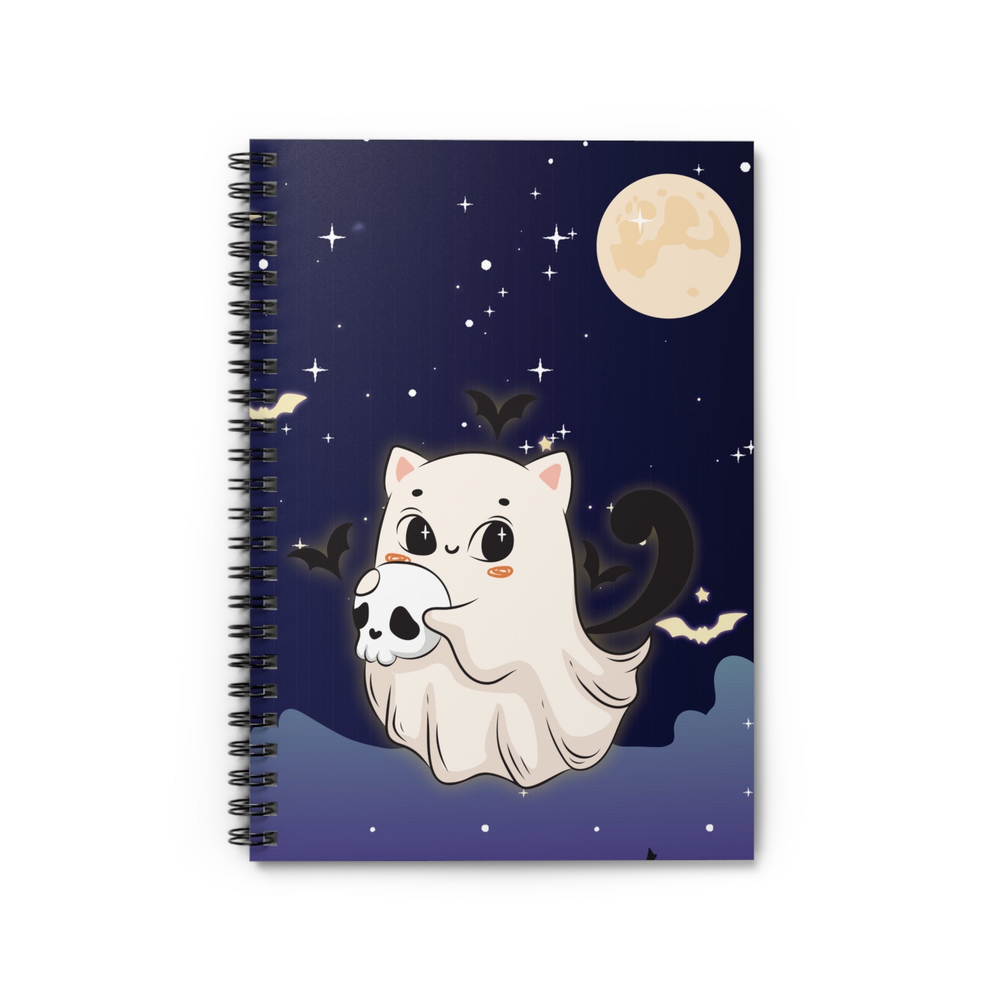 Spiral Notebook - Moonlit Cat Dreams, Ruled Line Journal