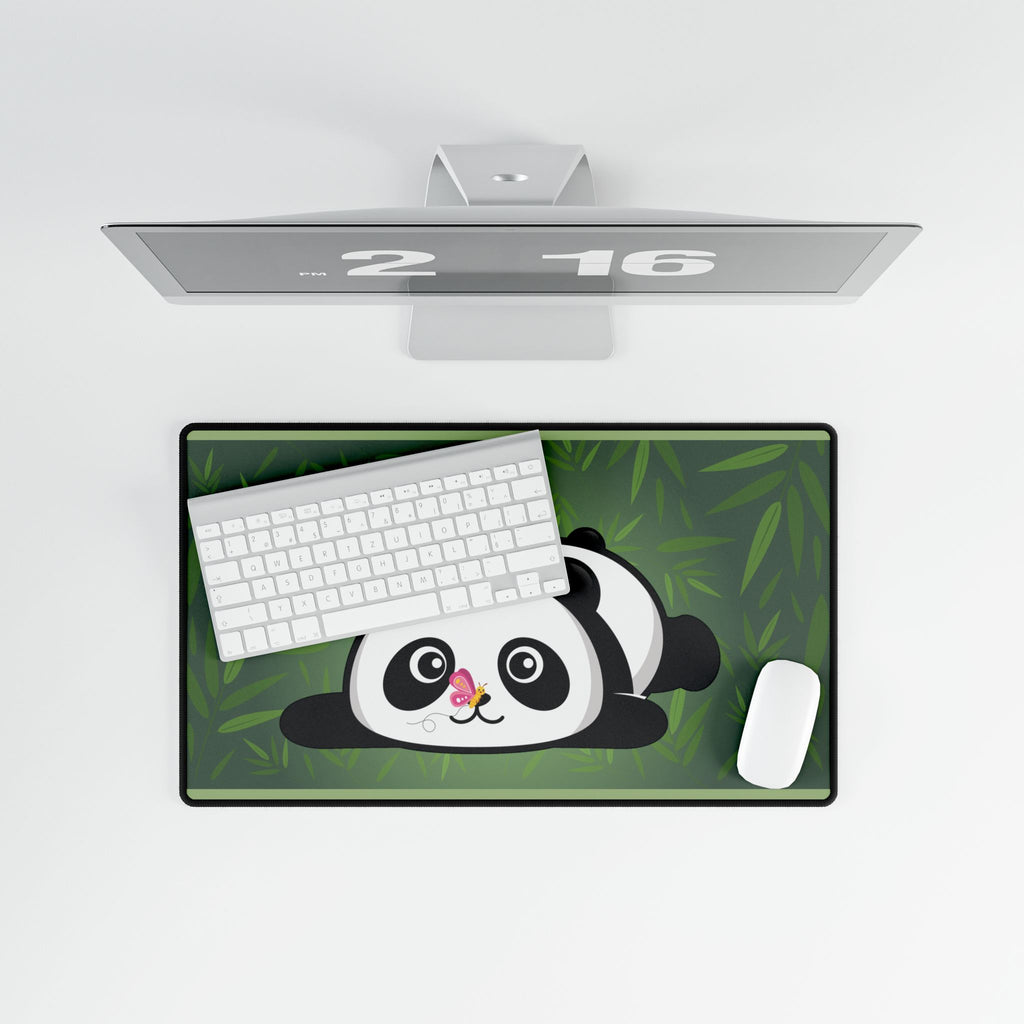 Desk Mat - Cute Panda Bamboo Forest with Butterfly Design | Kawaii Animal Gift