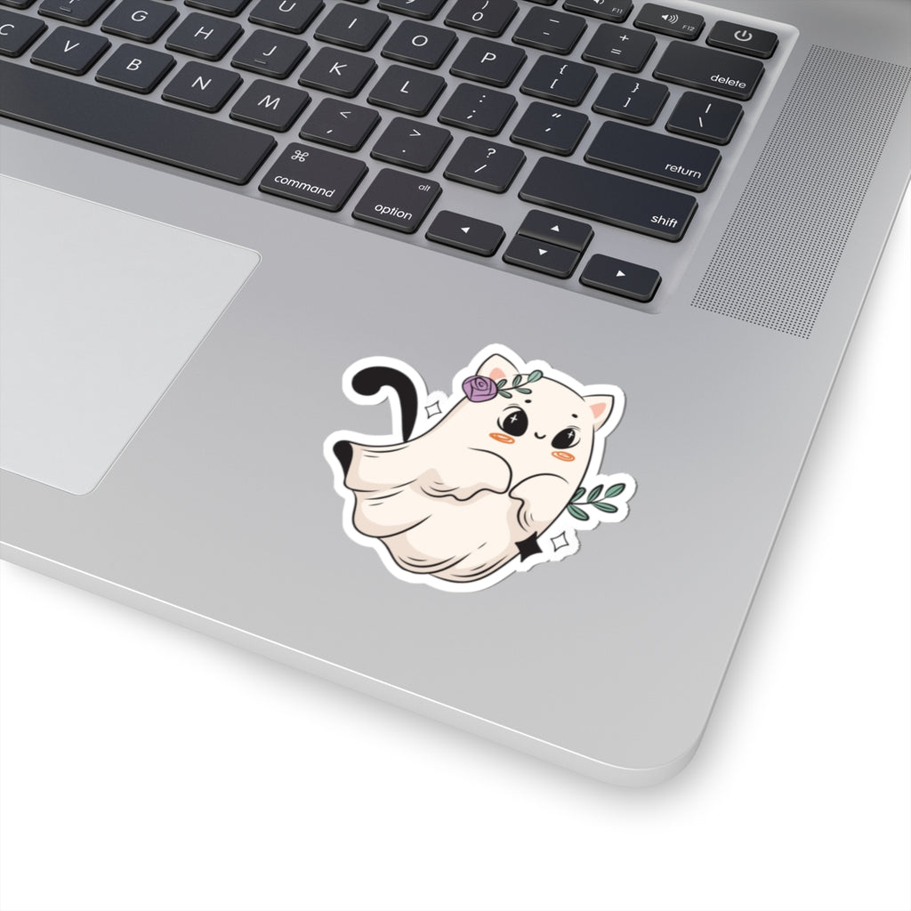 Ghost Cat Kiss-Cut Stickers, Halloween Decals