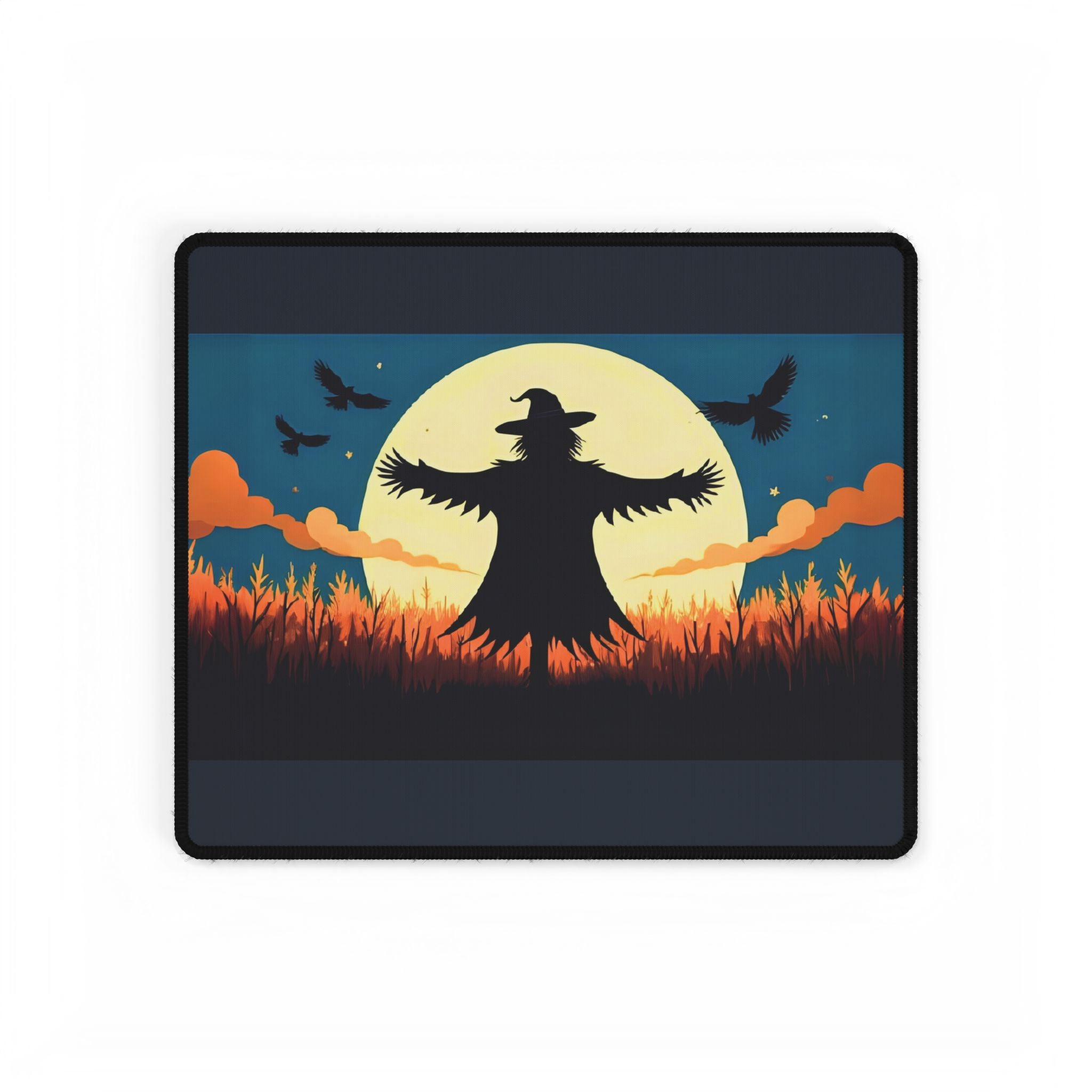 Halloween Scarecrow Nightfall Desk Mat, Spooky Desk Pad, Autumn Mouse Pad, Fall Office Decor, Scarecrow Table Mat