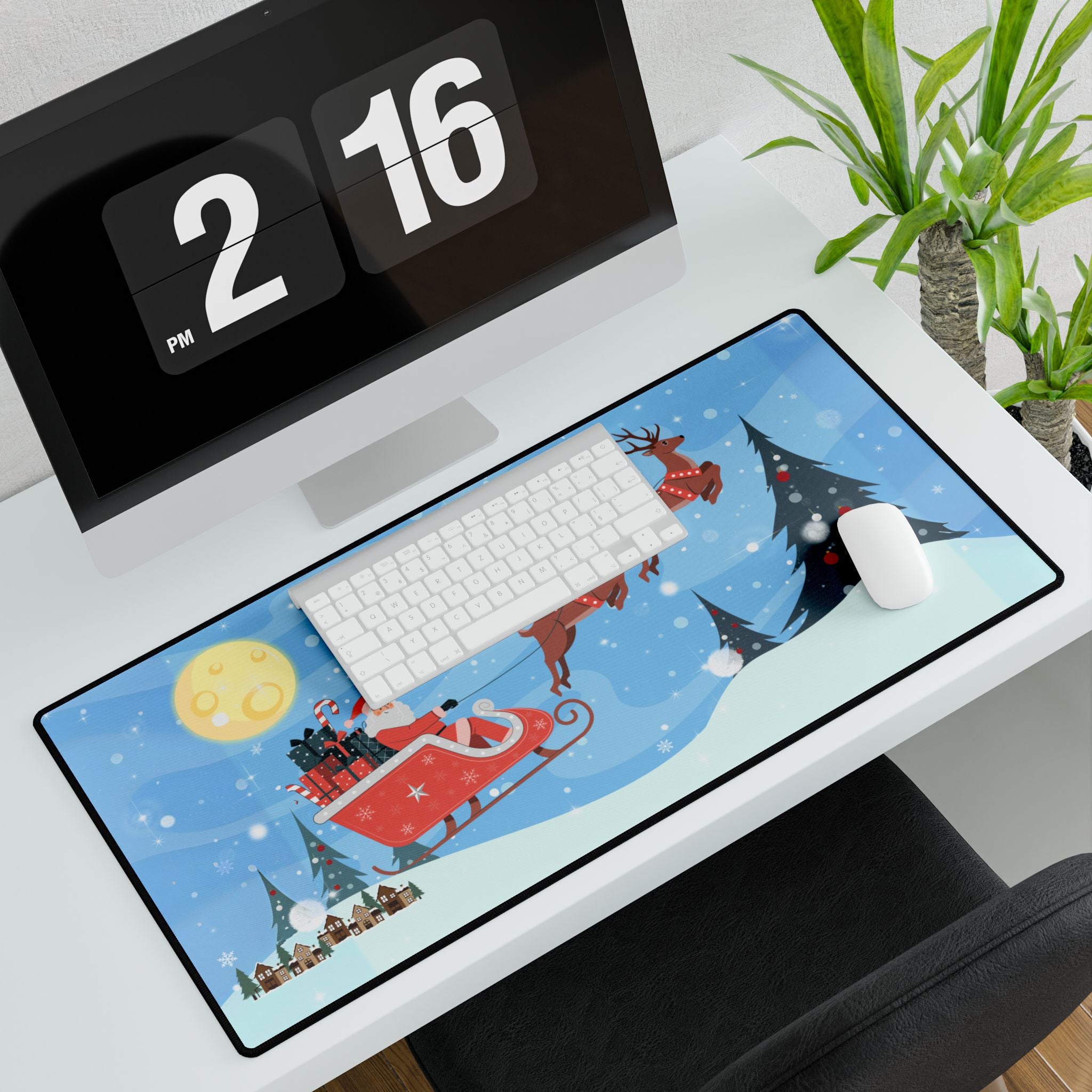 Desk Mat Santa Sleigh Ride Christmas