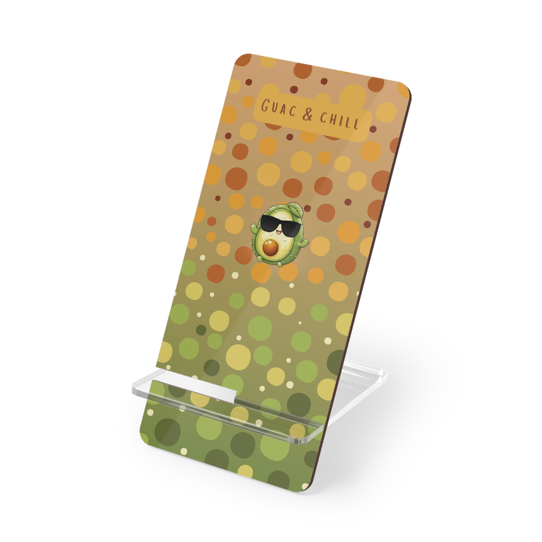 Phone Stand, Guac and chill Mobile Display Holder for Smartphones, Docking Station, Desk Organizer, Tech Accessory, Fun Avocado Design Stand