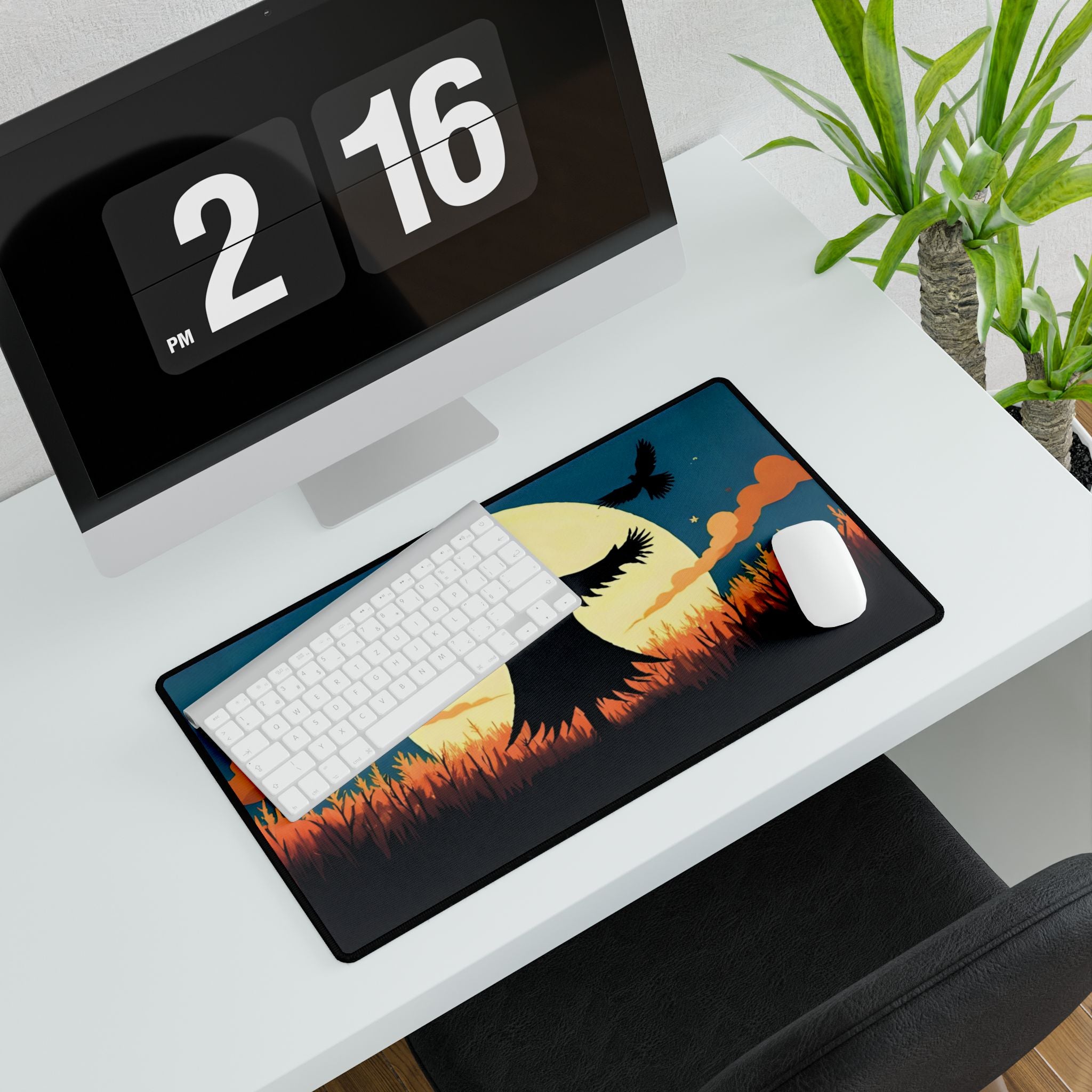 Halloween Scarecrow Nightfall Desk Mat, Spooky Desk Pad, Autumn Mouse Pad, Fall Office Decor, Scarecrow Table Mat