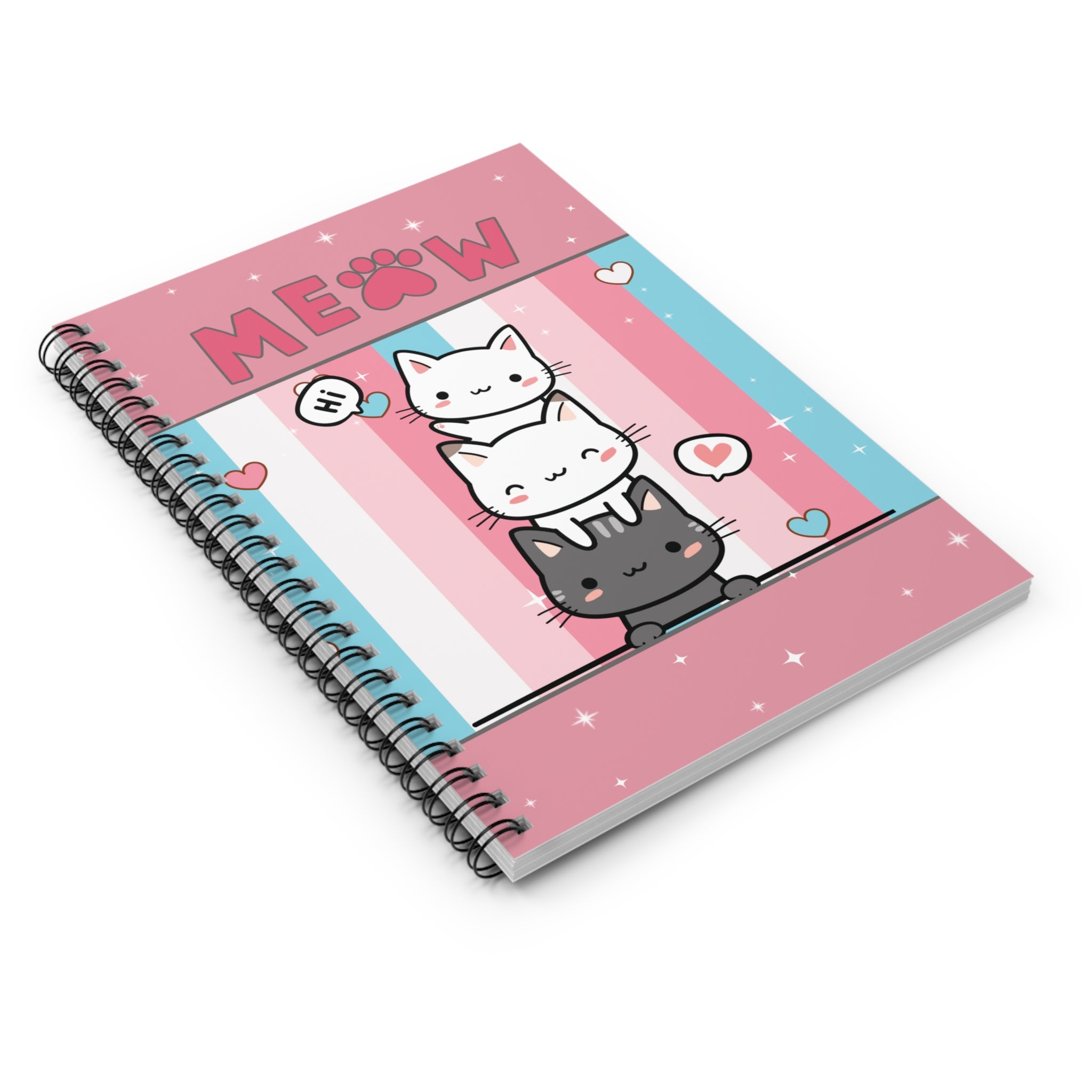Stacked Kitties Spiral Notebook - Ruled Line