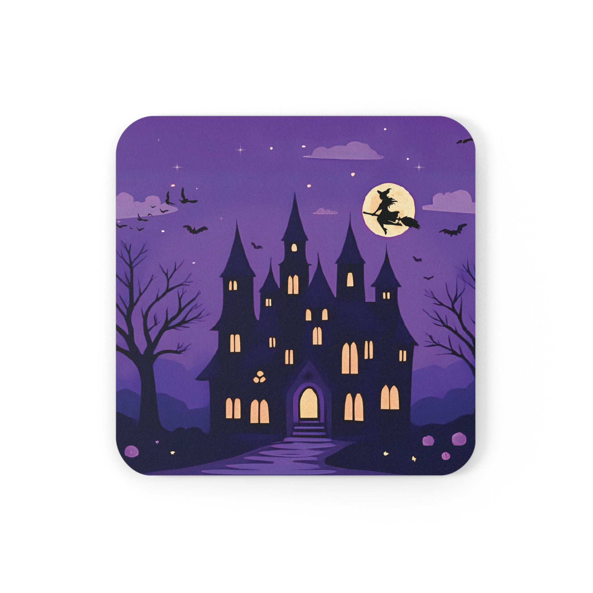 Coaster Set, Halloween Decor, Spooky House Coasters, Creepy Mansion Barware, Haunted Mansion Glow, Halloween Party Supplies