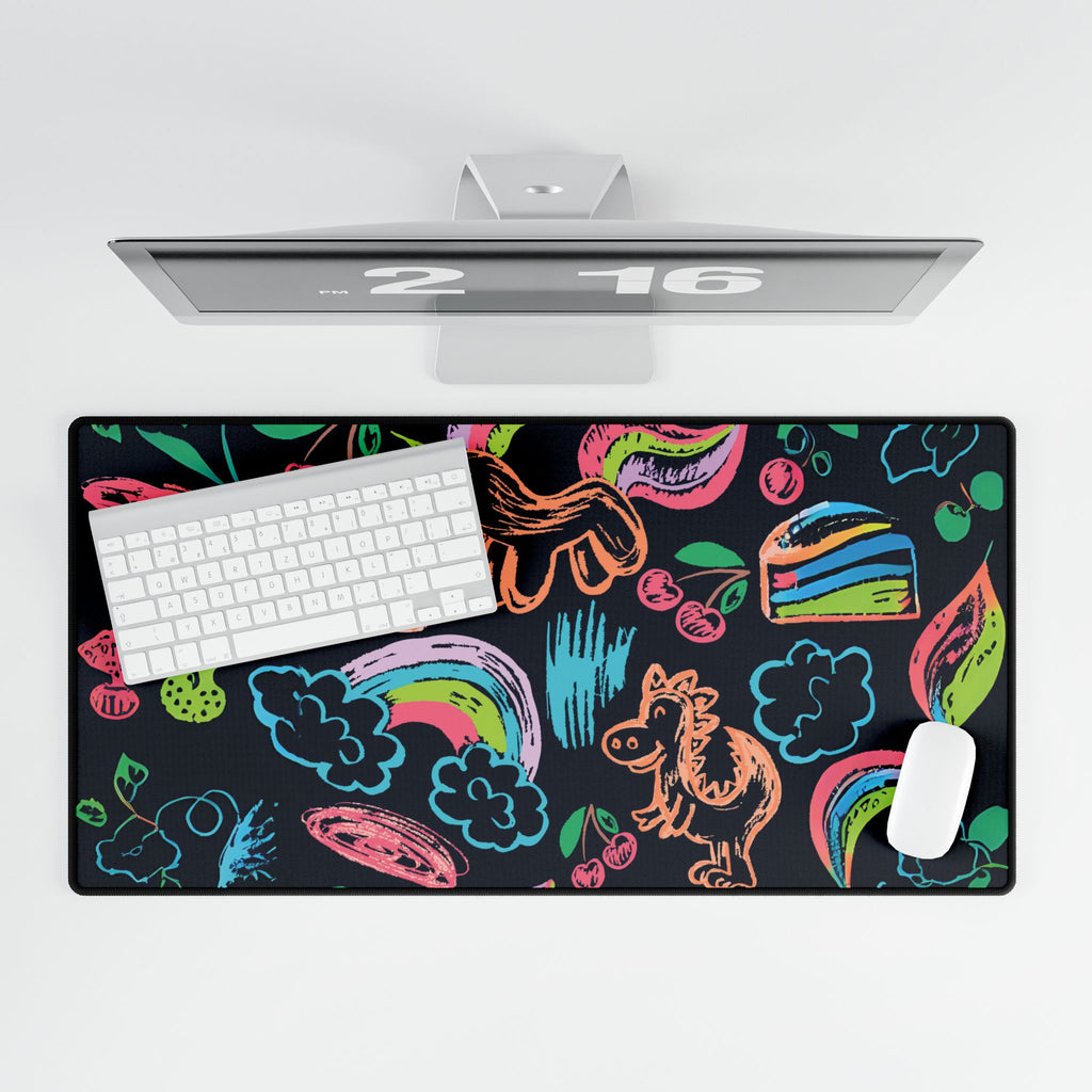 Desk Mats - Neon Dreams Rainbow Unicorns Cake Magic