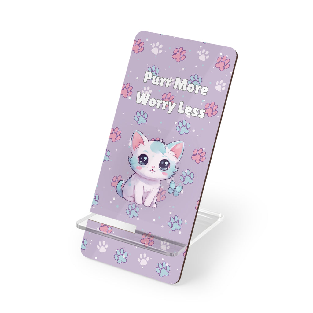 Phone Stand, Cat Lover Gift, Desk Organizer, Mobile Phone Holder, Phone Dock, Purr More Worry Less Stand