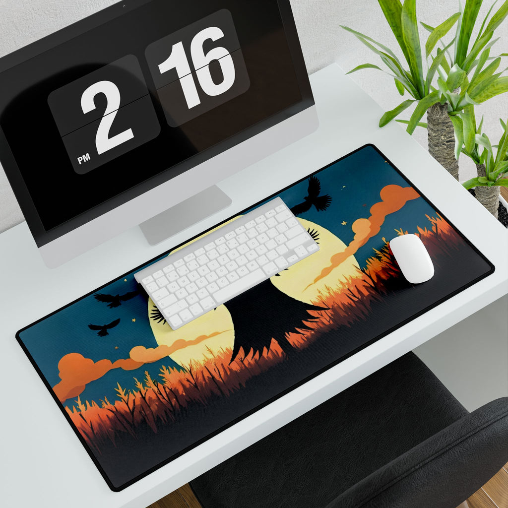 Halloween Scarecrow Nightfall Desk Mat, Spooky Desk Pad, Autumn Mouse Pad, Fall Office Decor, Scarecrow Table Mat
