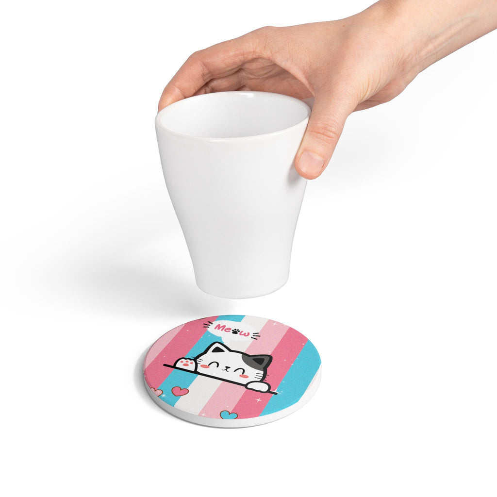 Ceramic Coaster - Cute Kitty Design