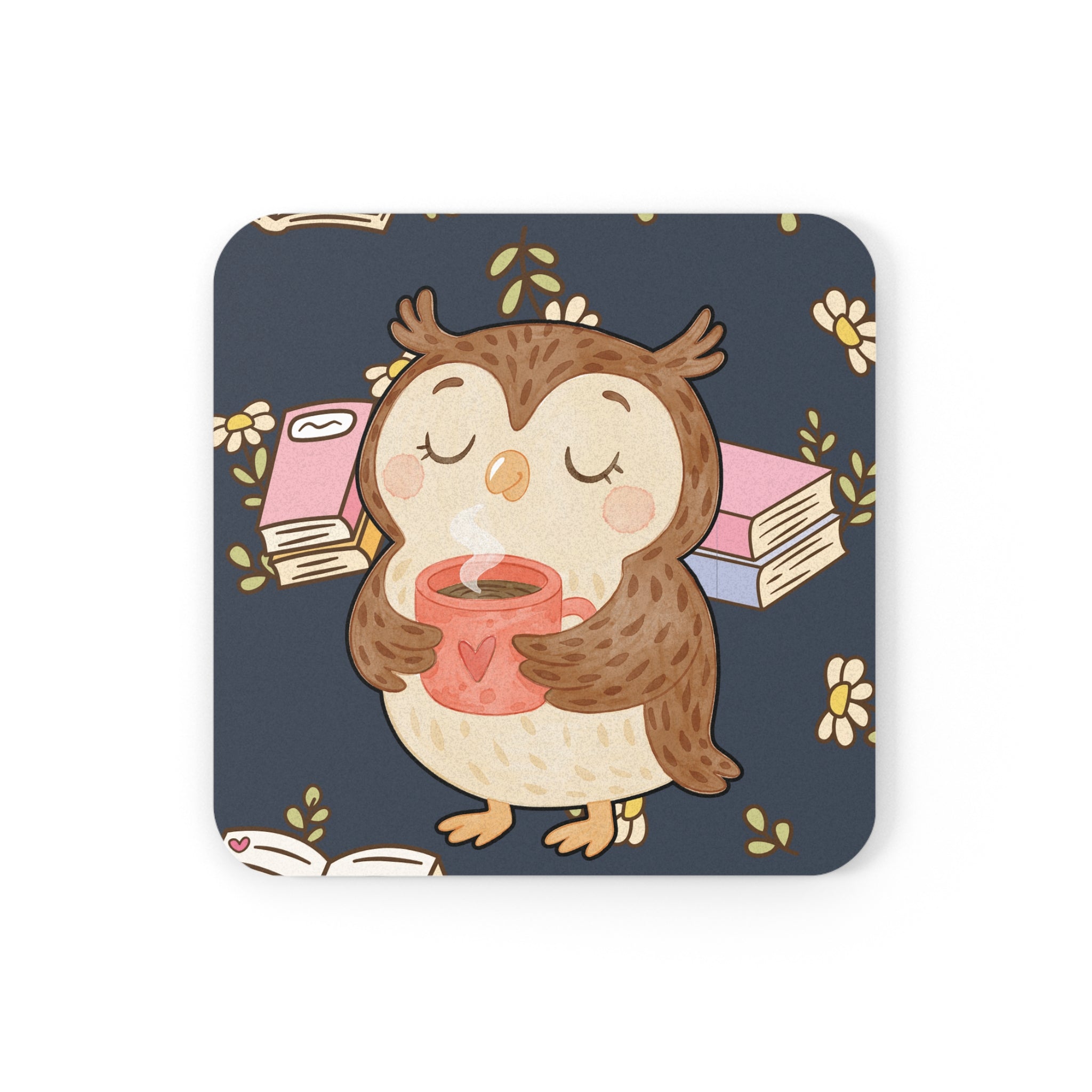 Cork Coaster, Cozy Owl Reading