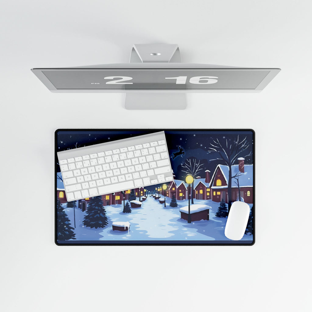Desk Mat - Magical Christmas Village Santa Sleigh Design