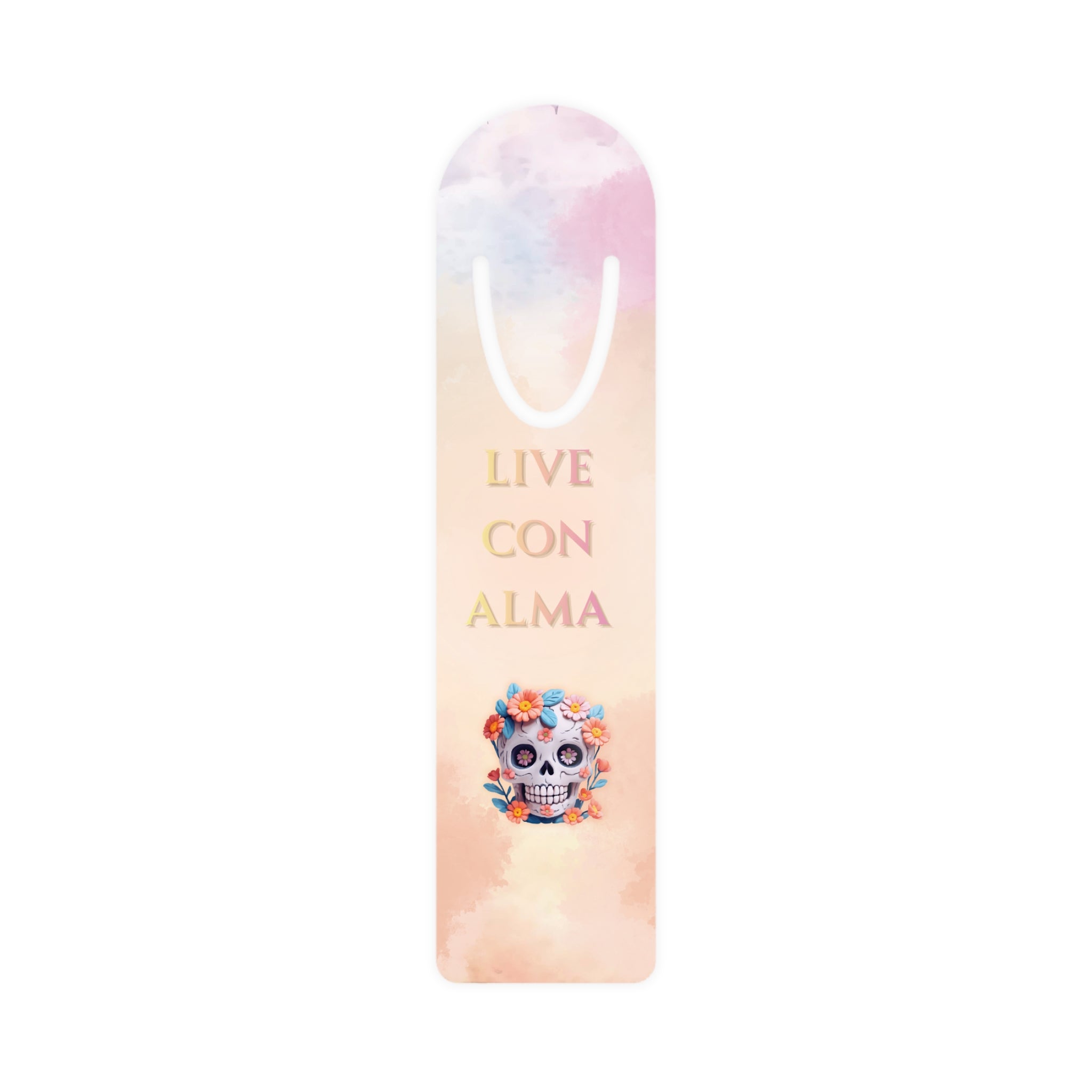 Bookmark, Live con Alma, skull design, Day of the Dead gift