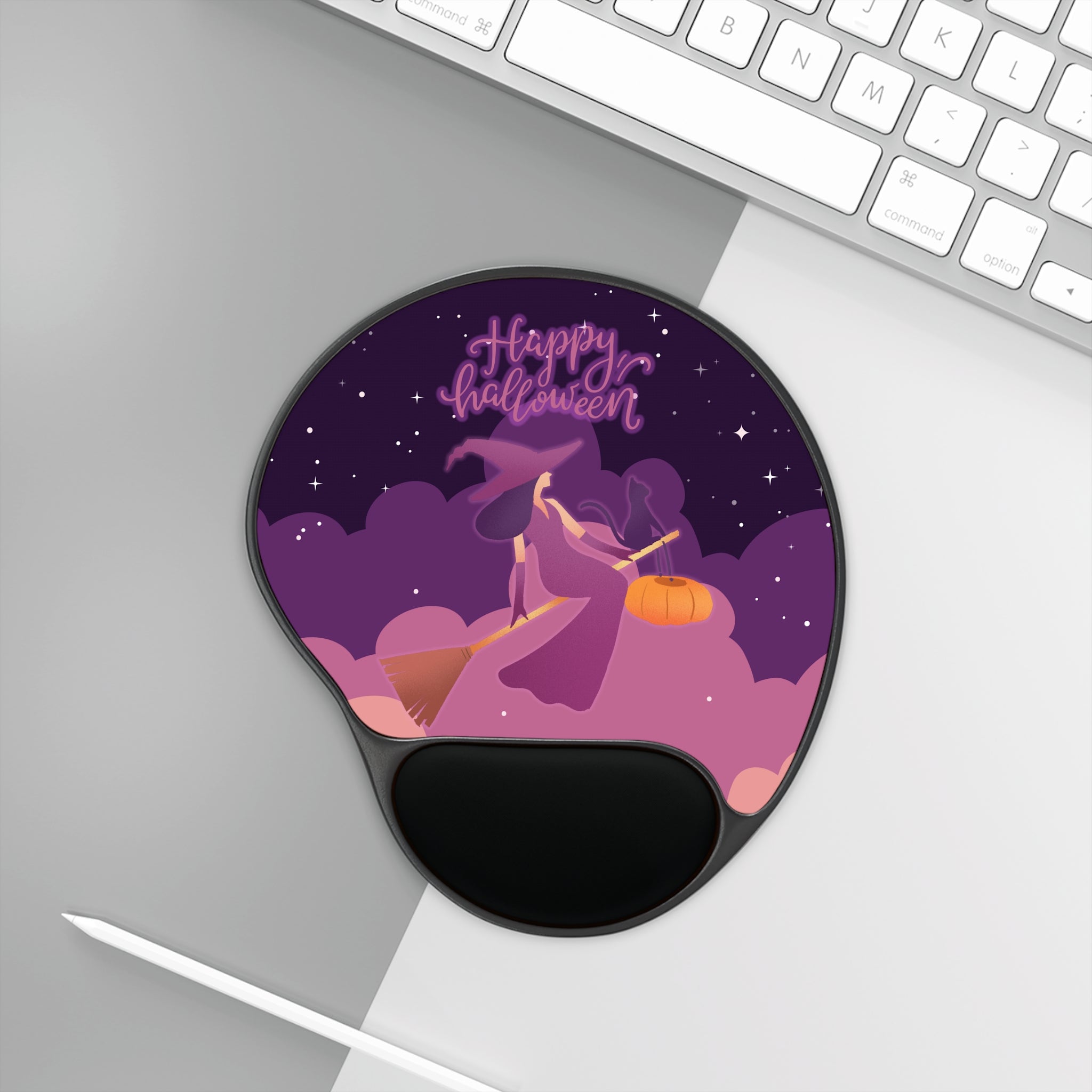 Mouse Pad With Wrist Rest - Indigo Cute Witchy Vibes