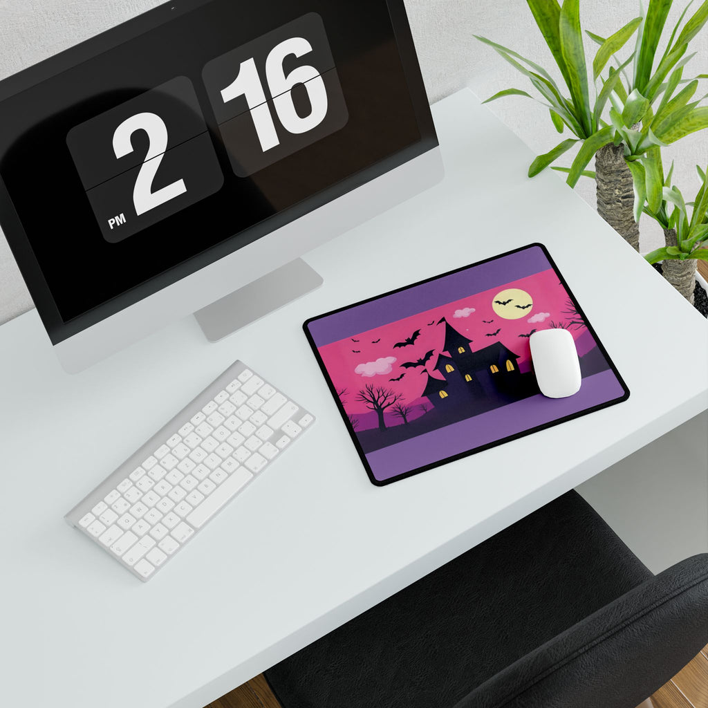 Desk Mat - Pink Haunted House Design
