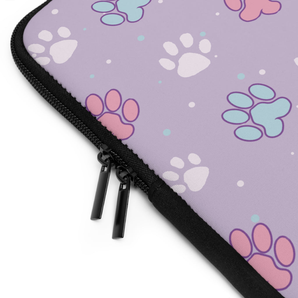 Pastel Paws Laptop Sleeve, Cute Animal Lover Tech Accessories, Soft Pet Prints Computer Case, Gift for Cat and Dog Owners, Protective Cover