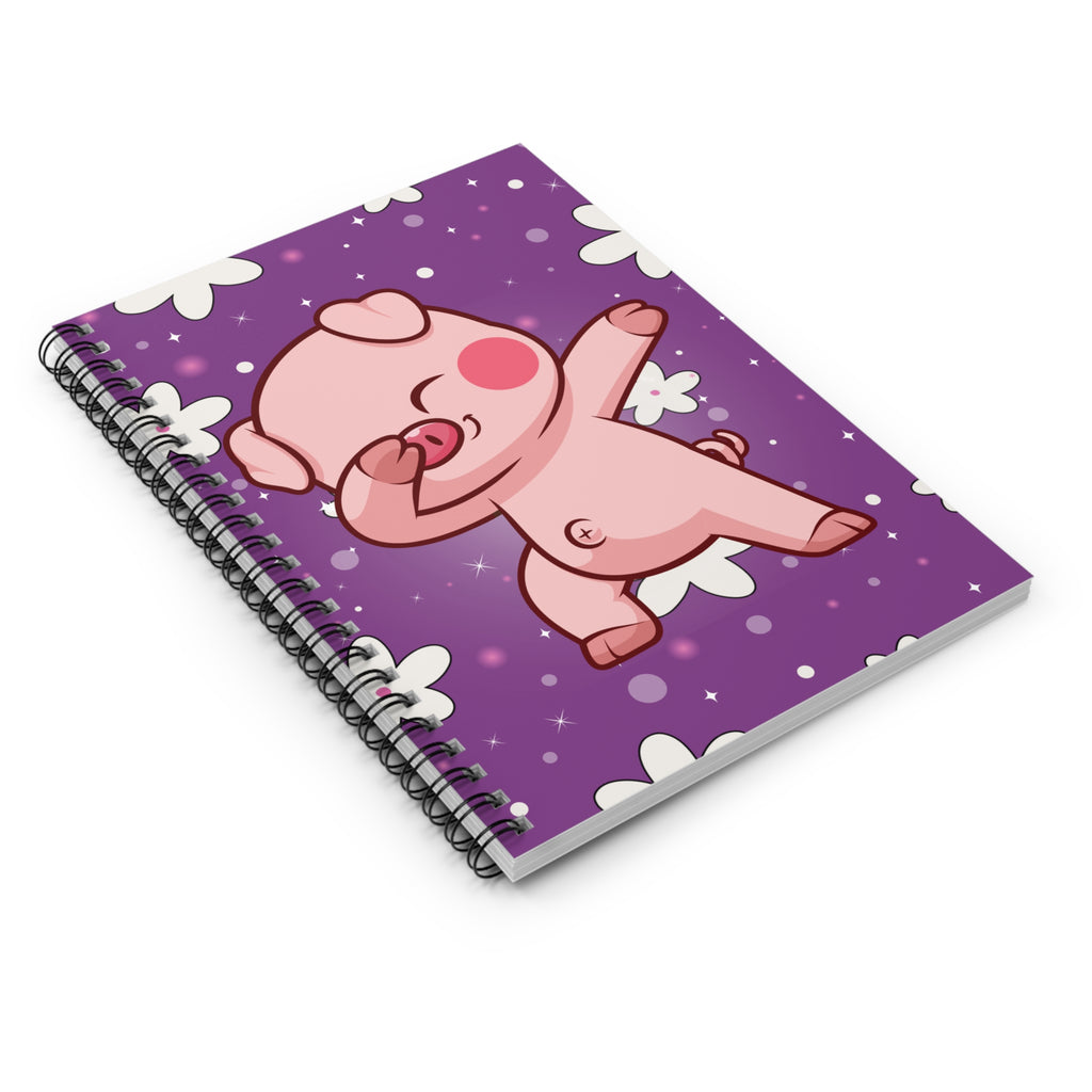 Spiral Notebook, Dabbing Piggy Journal, Cute Pig Theme Diary, Animal Lover Stationery, Funny Farm Animal Notepad, Ruled Line Notebook
